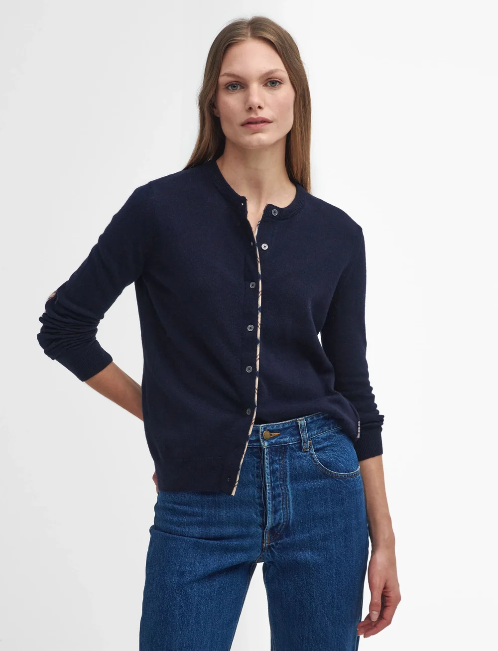 Barbour - Barbour Pendle Knitted Cardigan - cardigans - navy/hessian tartan - 0