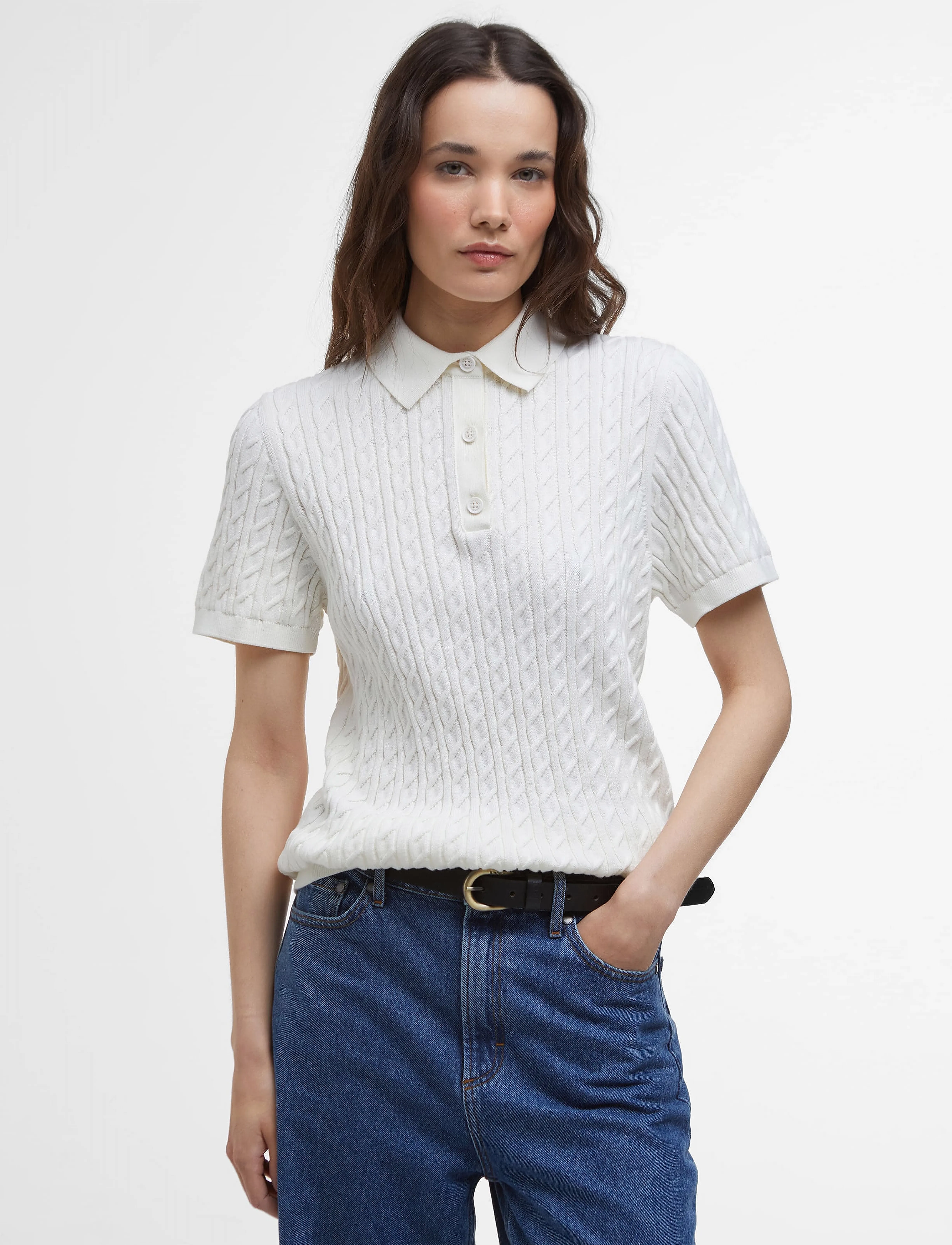 Barbour Barbour Hartland Polo, 40, White, T-Shirts Og Toppe > Poloer, Dame