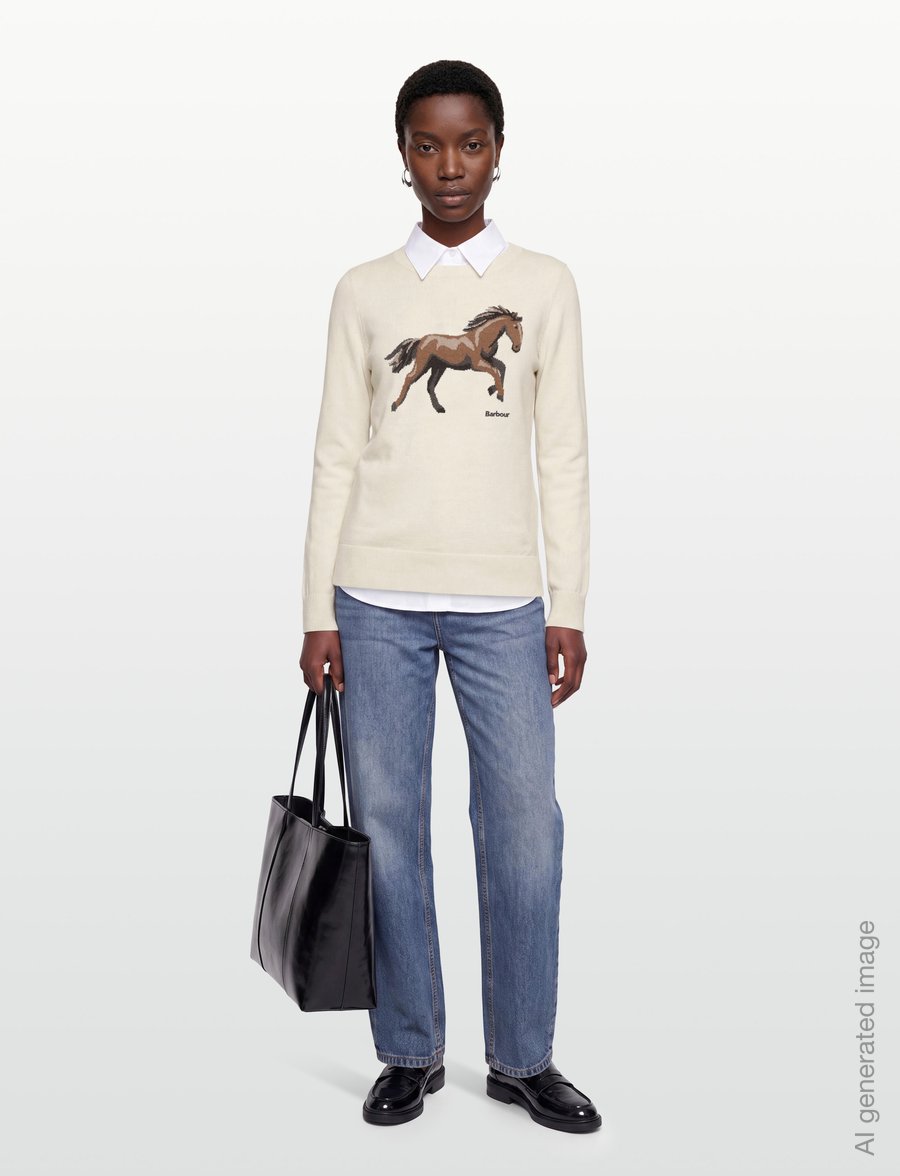 Barbour - Barbour Homeswood Knitted Jumper - stickade tröjor - ecru - 0