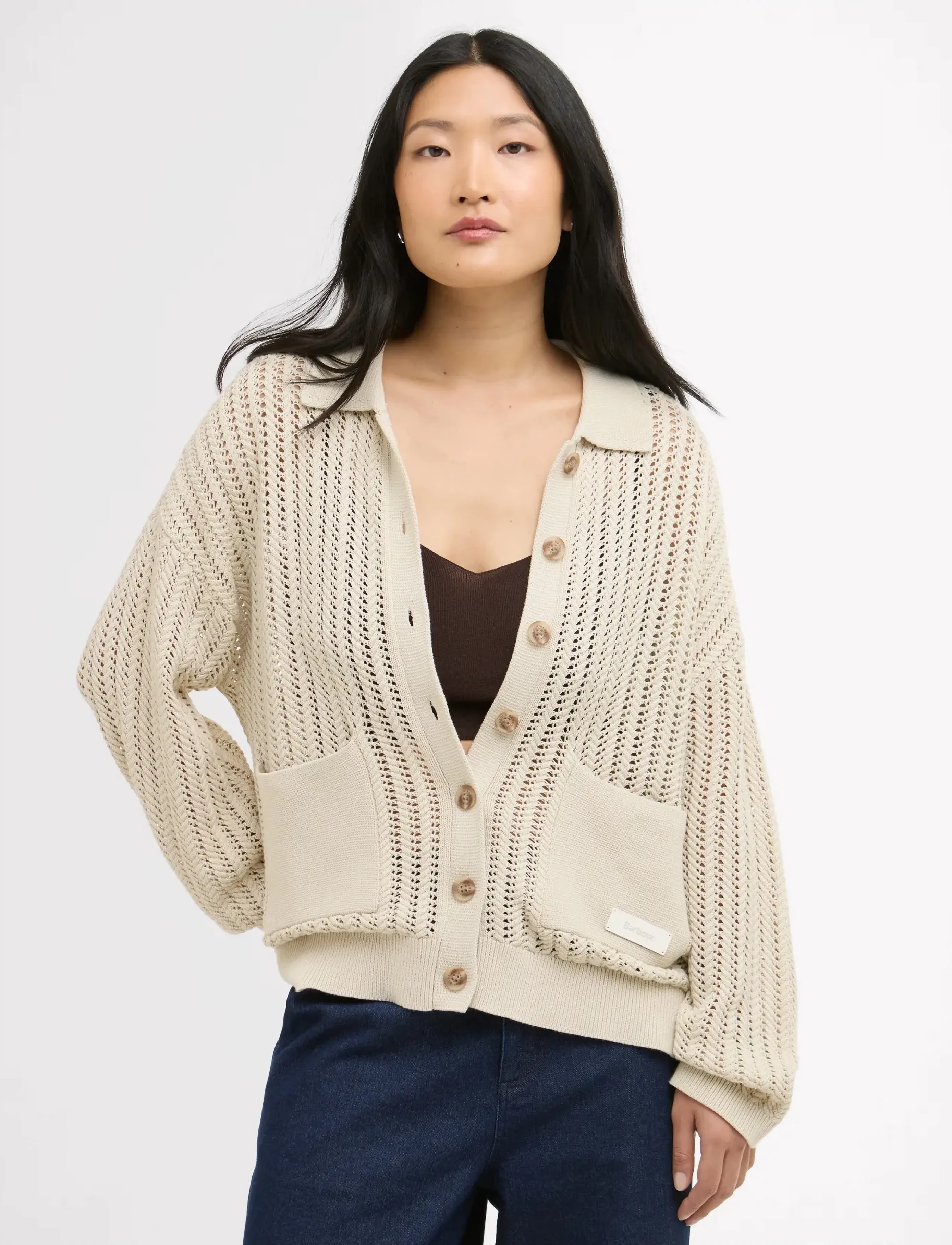 Barbour Barbour Gianna Knit, L, Beige, Strik > Cardigans, Dame
