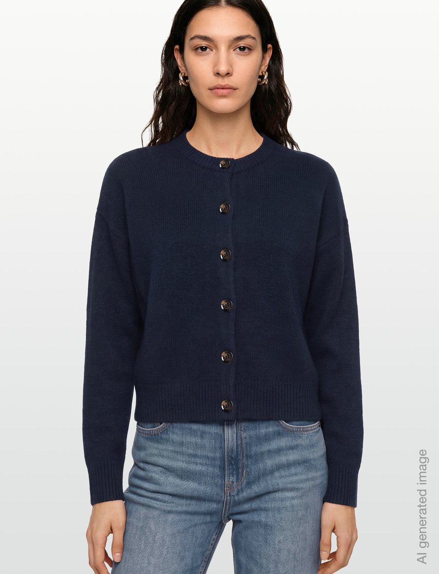 Barbour - Barbour Woodhouse Cashmere Blend Knitted Cardigan - koftor - navy - 3