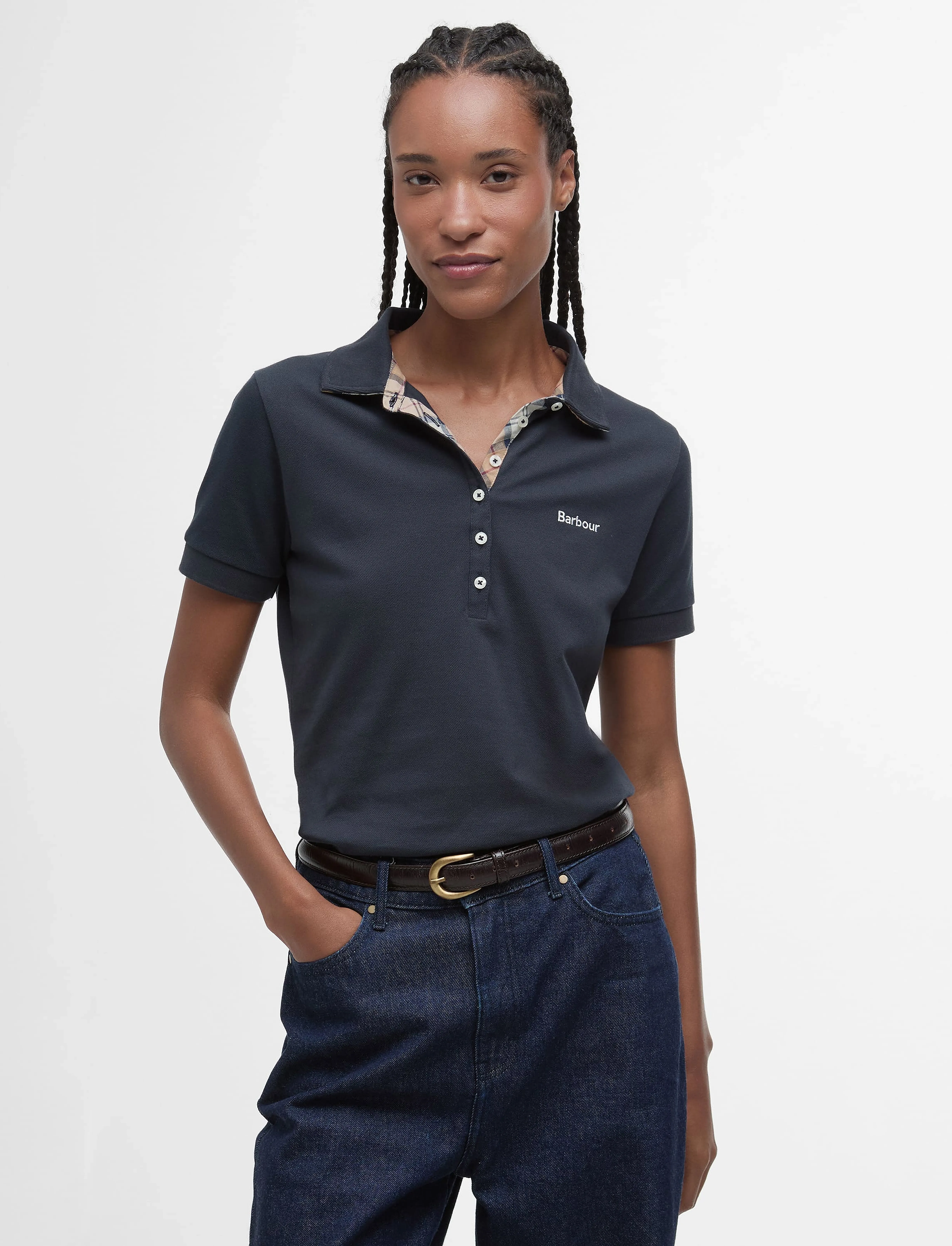 Barbour Portsdown Top, Kvinder, Poloshirt, Navy, Str: 40