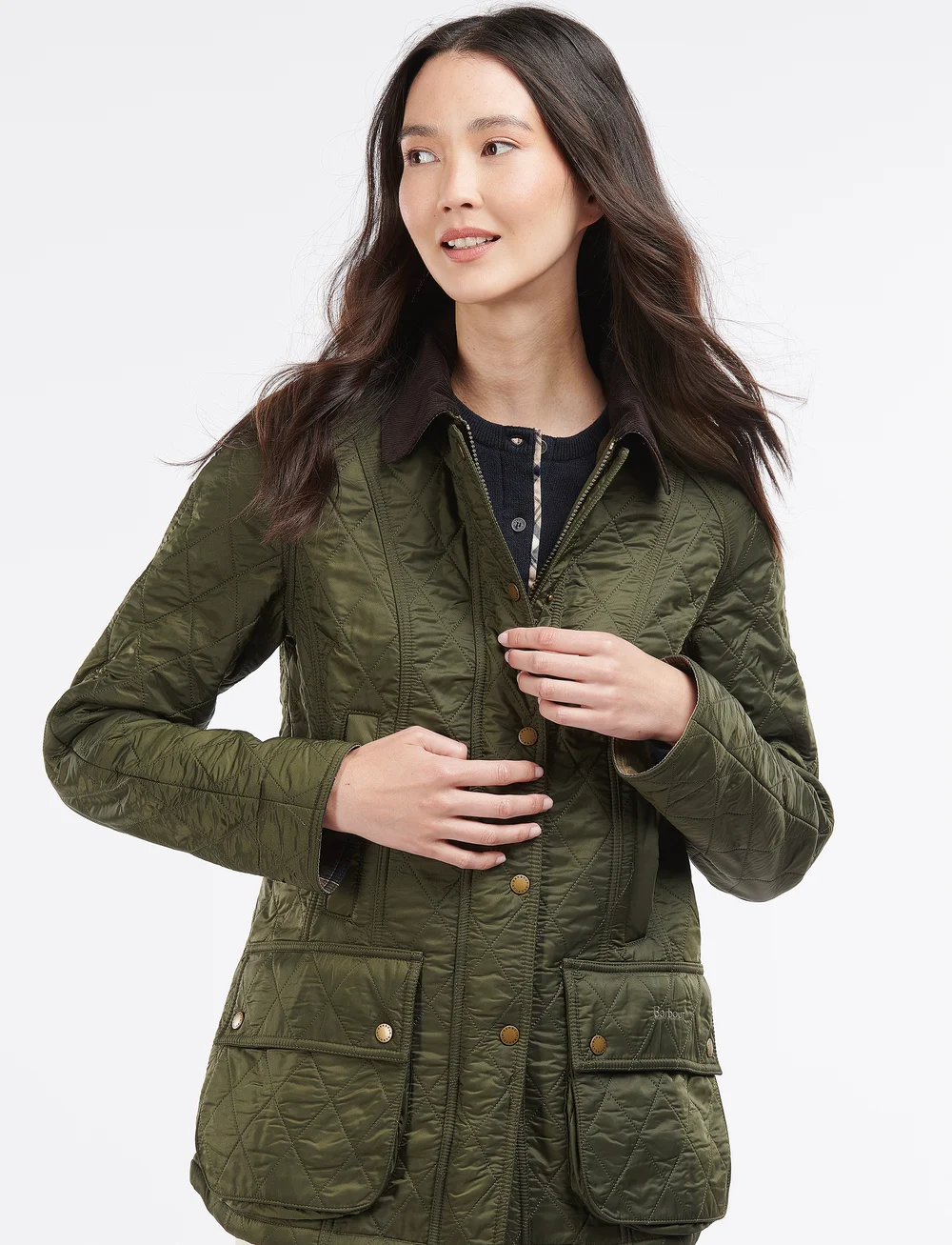 Barbour - Barbour Beadnell Polarquilt - quiltede jakker - dk olive check - 0