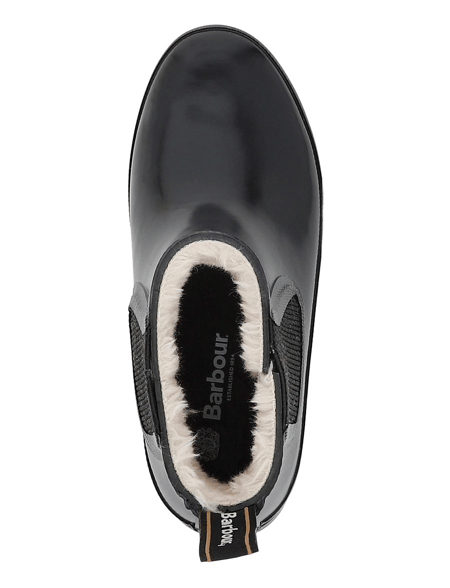 Barbour - Barbour Halton Faux Fur Welly - gummistøvler - black gloss - 3