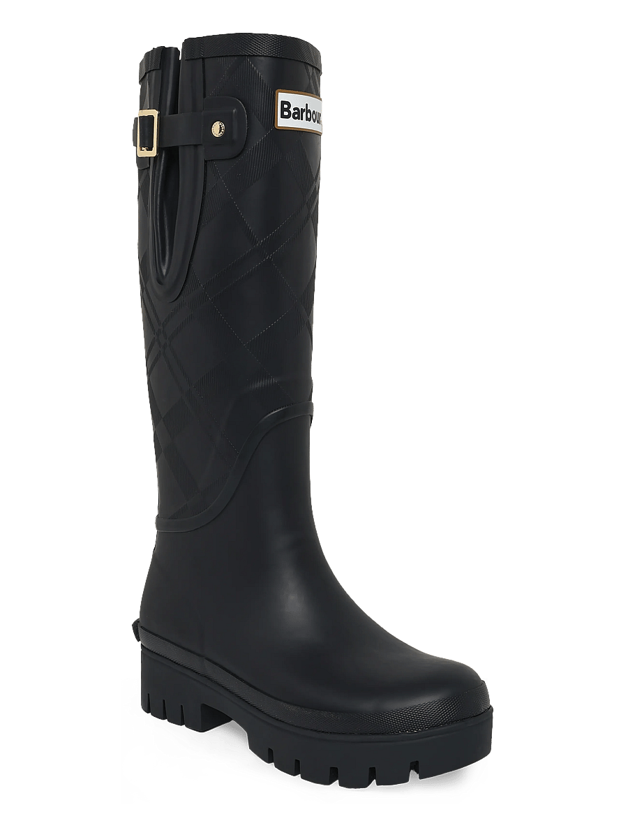 Barbour - Barbour Leighton Tartan Tall Welly - knähöga stövlar - black - 0
