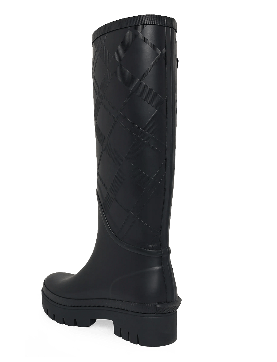 Barbour - Barbour Leighton Tartan Tall Welly - knähöga stövlar - black - 1