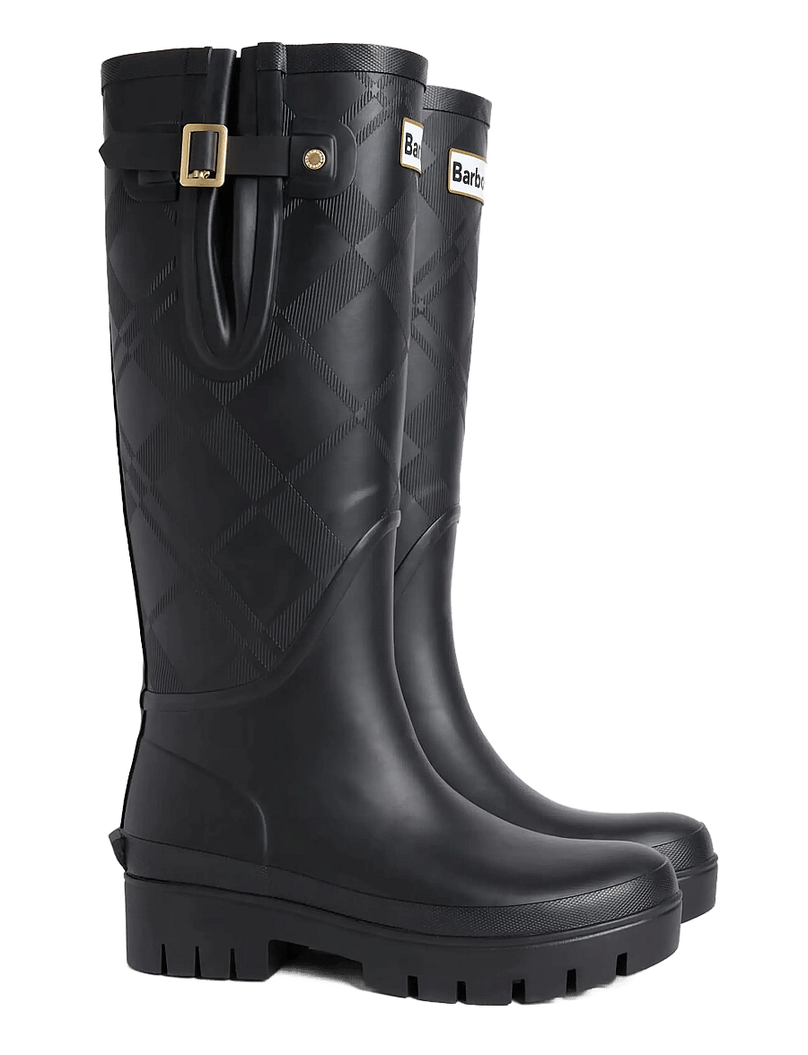 Barbour - Barbour Leighton Tartan Tall Welly - kniehohe stiefel - black - 1