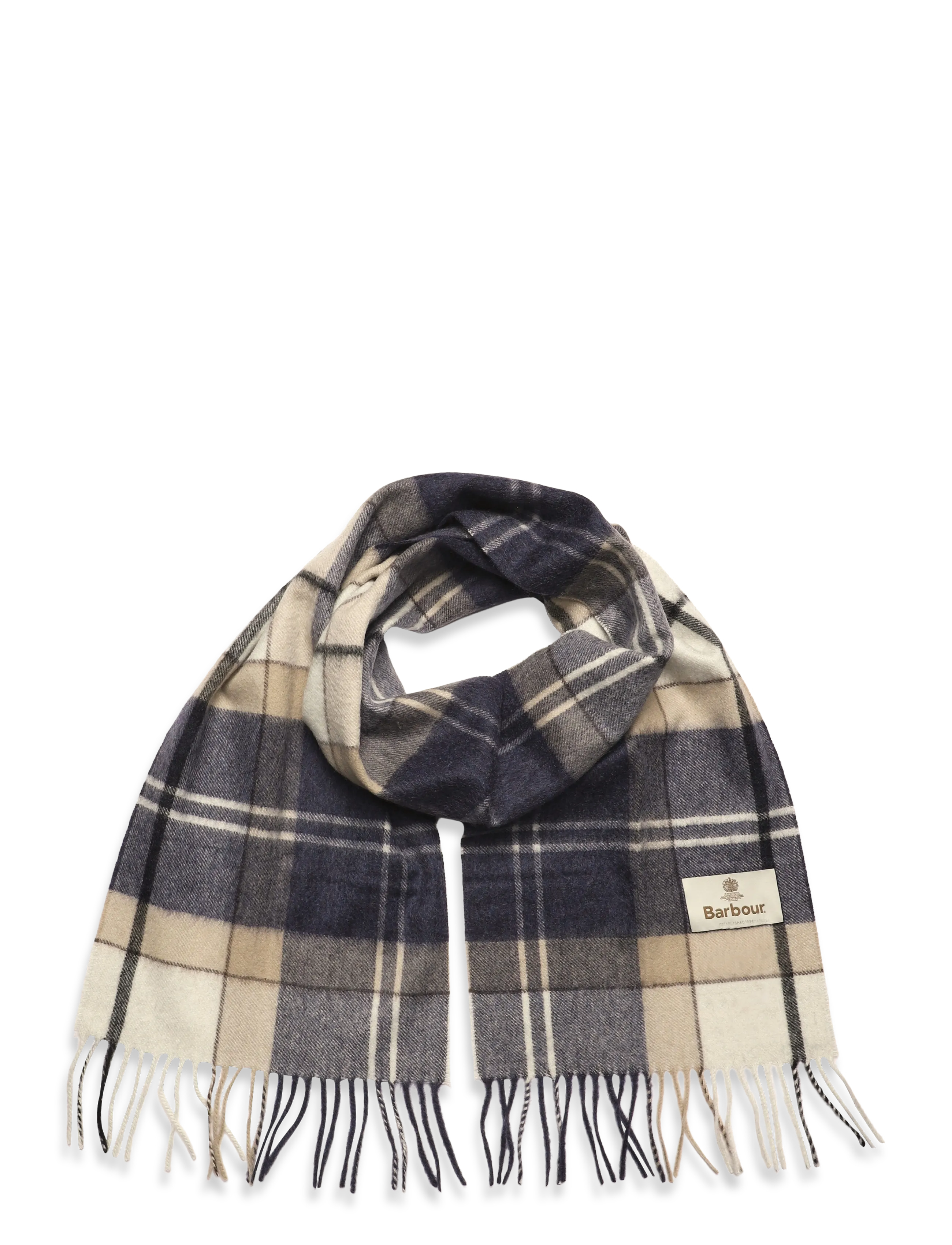 Barbour Babrour Tartan Cashmere Scarf - Halsdukar - LT BIRCHWOOD DRESS TARTAN / cream
