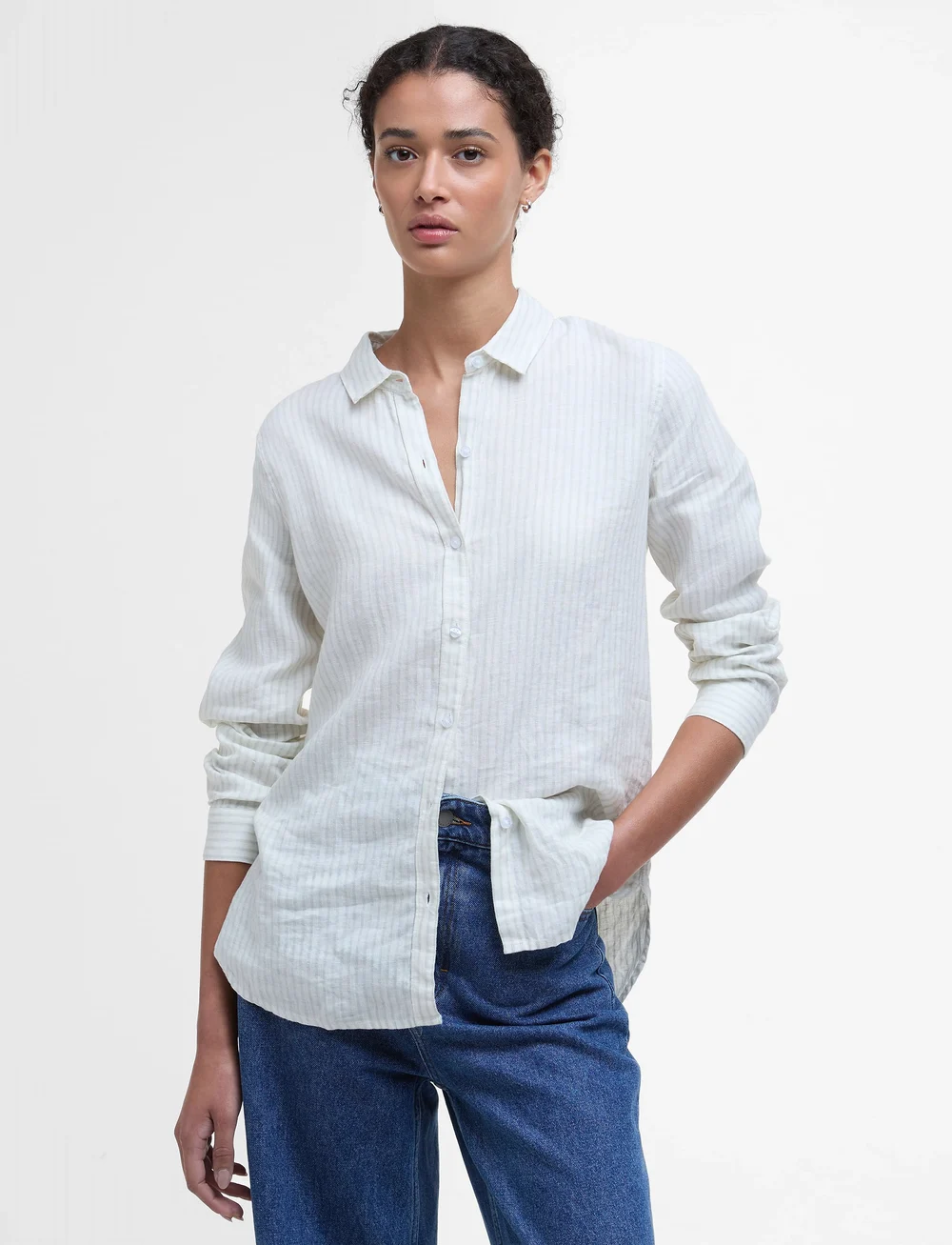 Barbour - Barbour Marine Shirt WHITE-16 - linased särgid - aqua stripe - 0