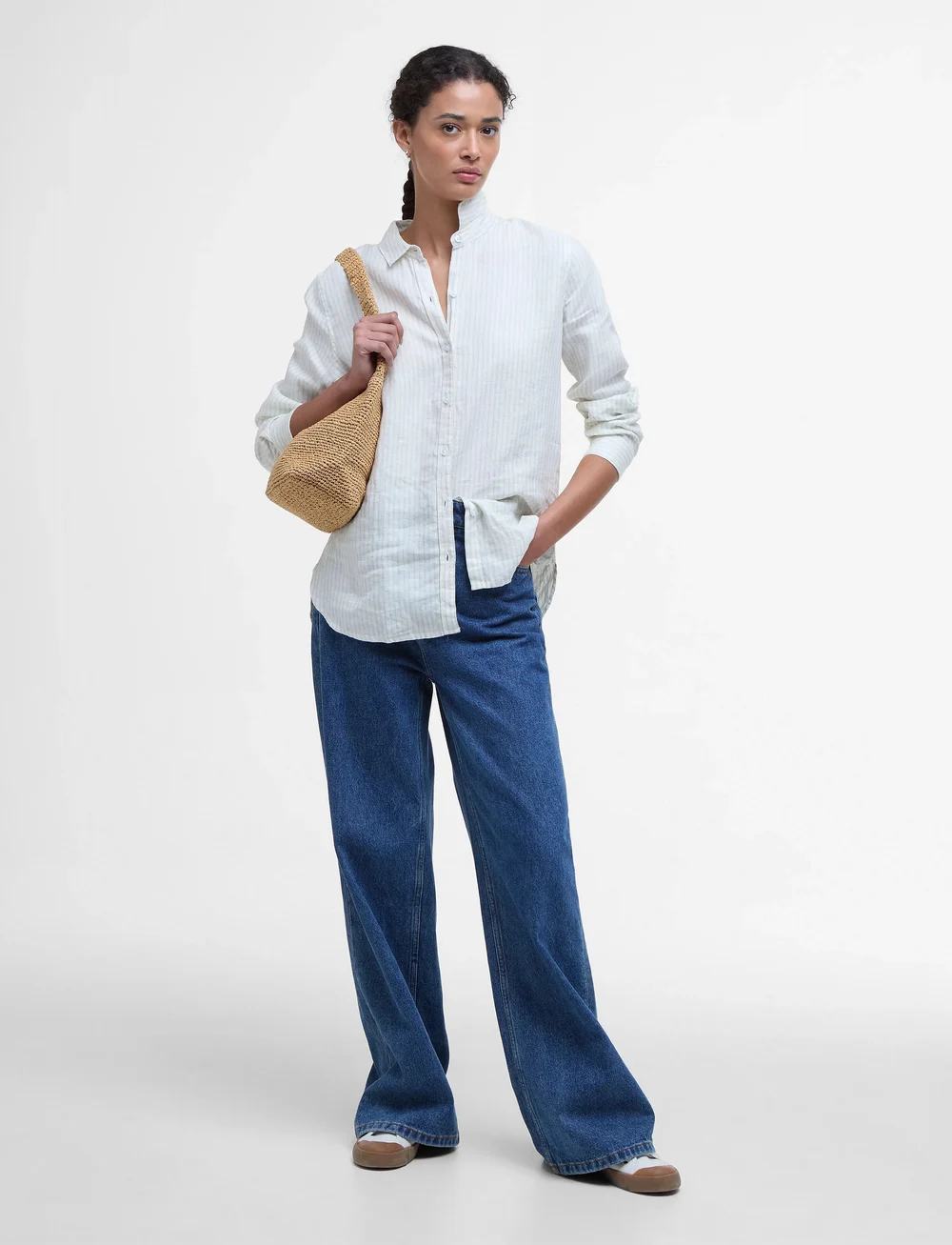 Barbour - Barbour Marine Shirt WHITE-16 - linased särgid - aqua stripe - 4