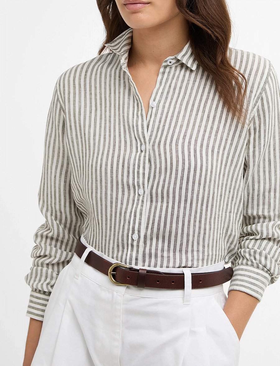 Barbour - Barbour Marine Shirt - linneskjortor - dusky khaki stripe - 3