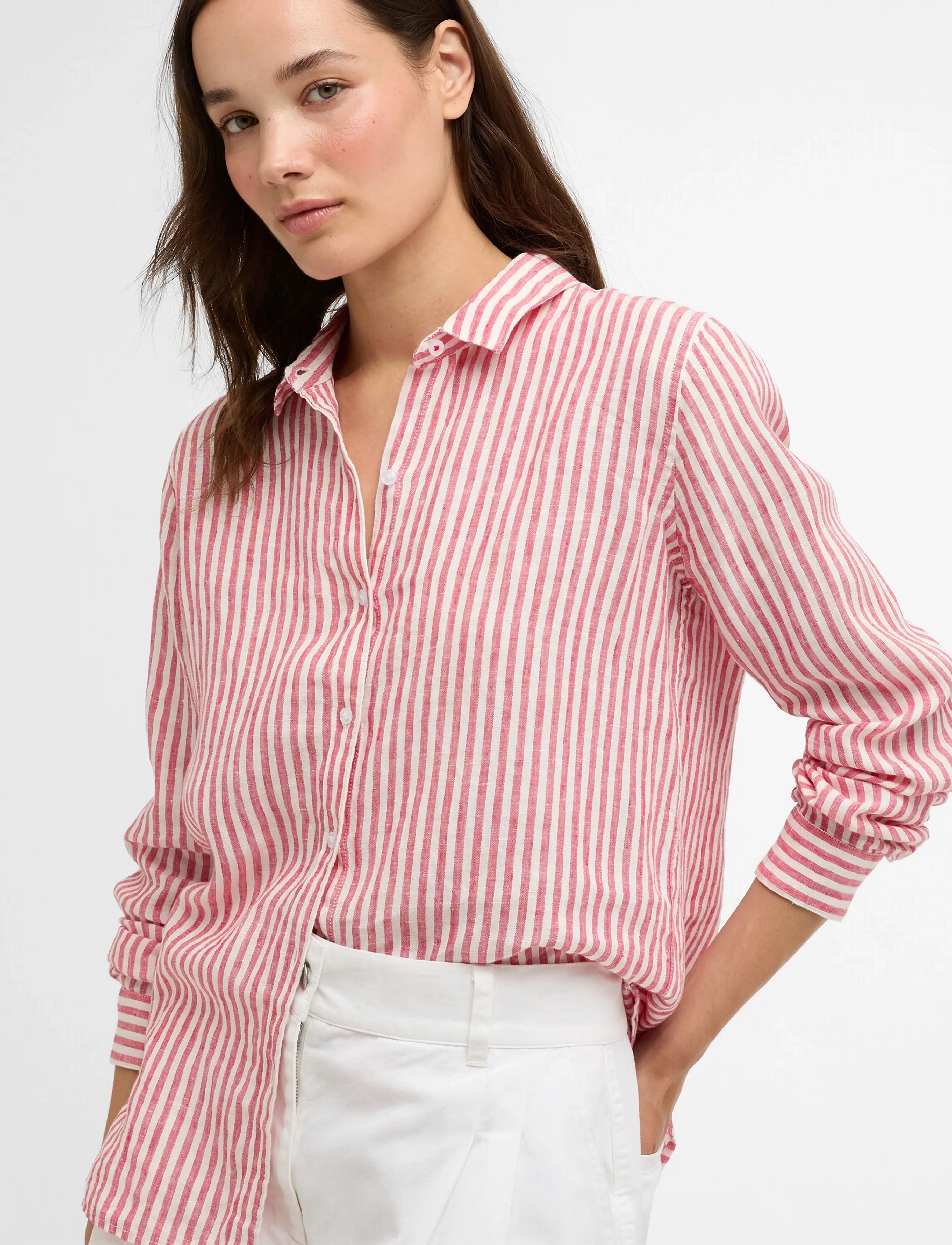 Barbour - Barbour Marine Shirt - linen shirts - poppy red stripe - 3