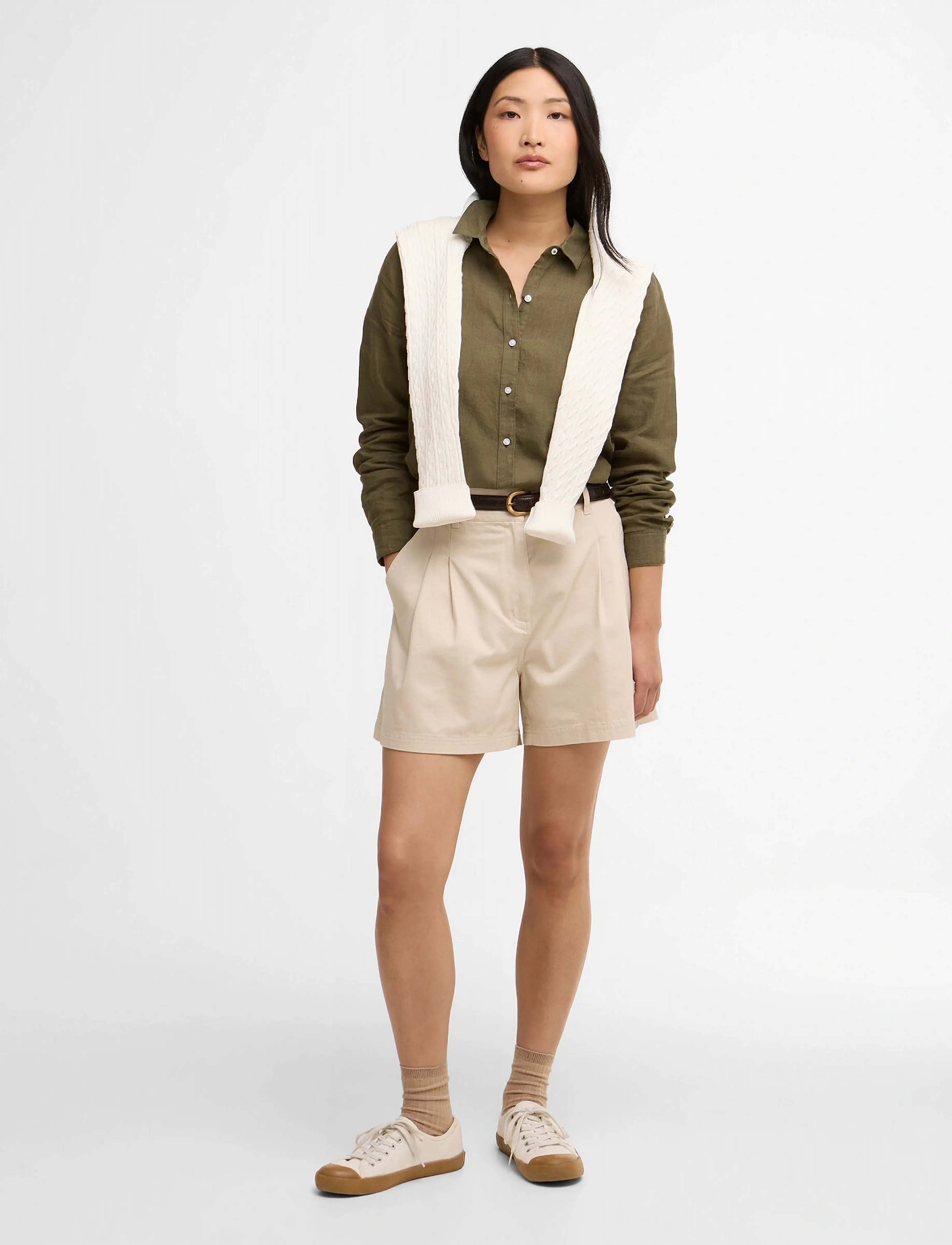 Barbour Barbour Fern Shorts, 44, Cream, Shorts > Chino-Shorts, Dame