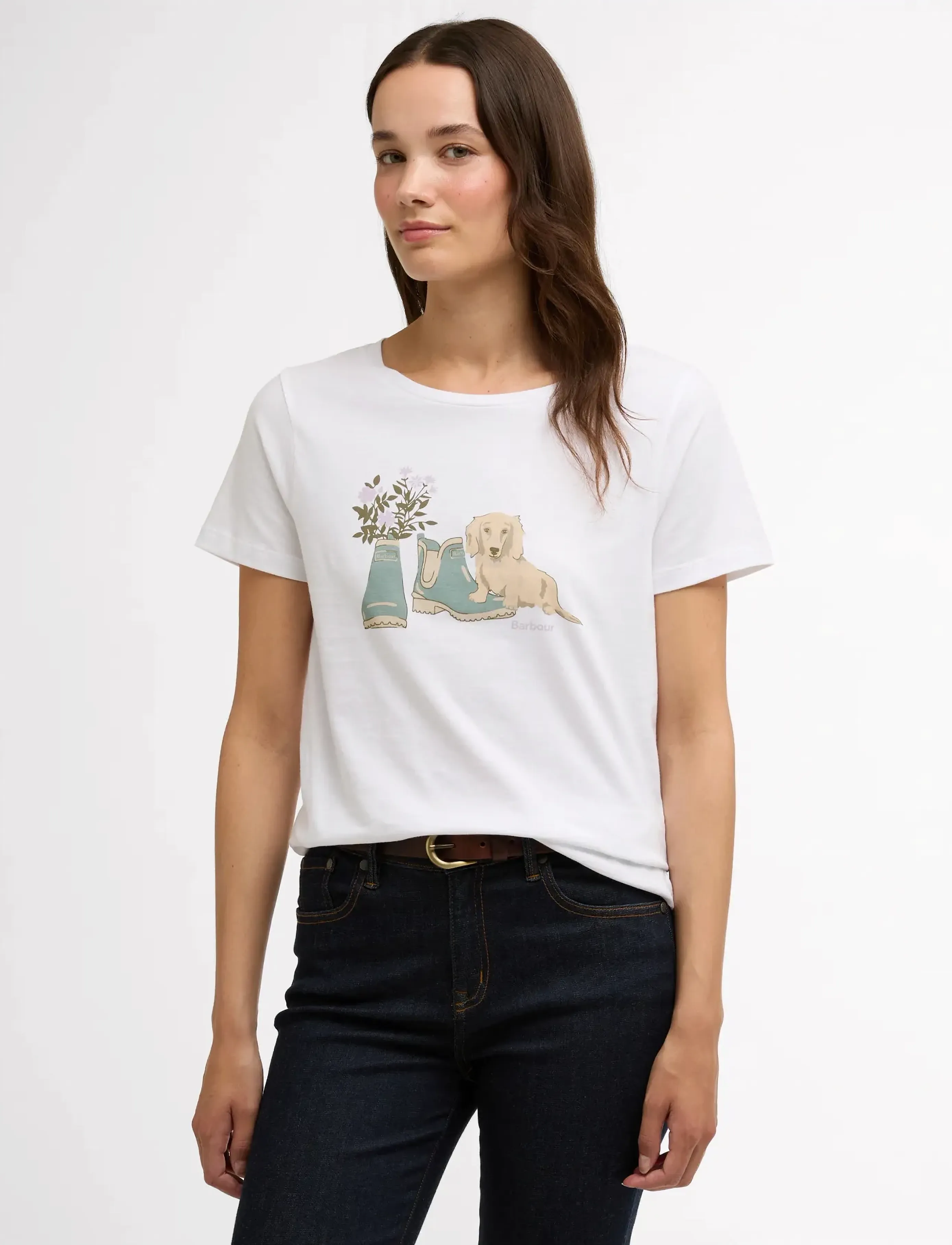 Barbour Brambles Tee, Kvinder, Printet T-Shirt, Hvid, Str: 44
