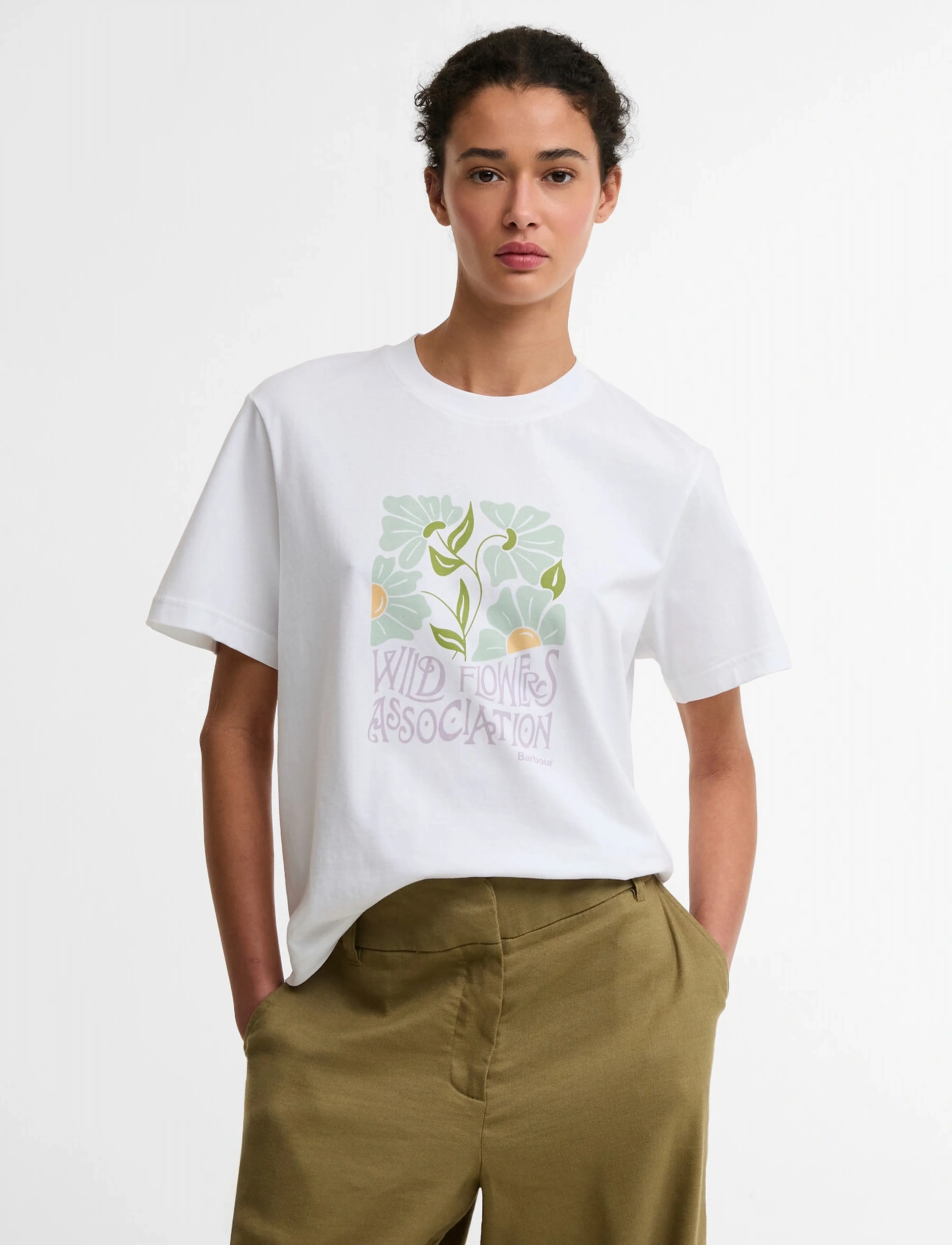 Barbour Selena T-Shirt, Kvinder, Grafisk T-Shirt, Hvid, Str: 40