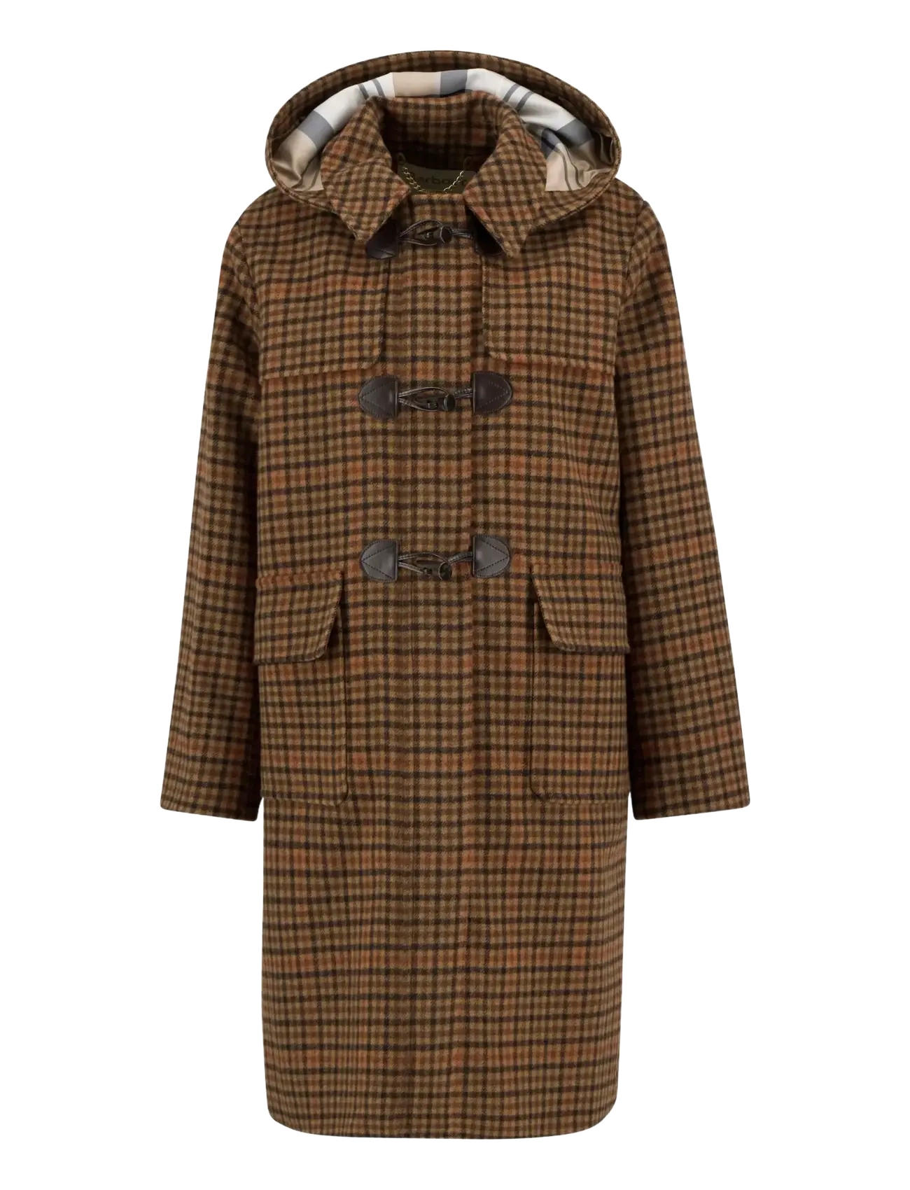Barbour Melody Check Wool Duffle Coat - BROWN