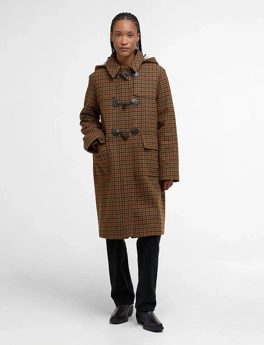 Barbour - Barbour Melody Check Wool Duffle Coat - winterjacken - brown - 0