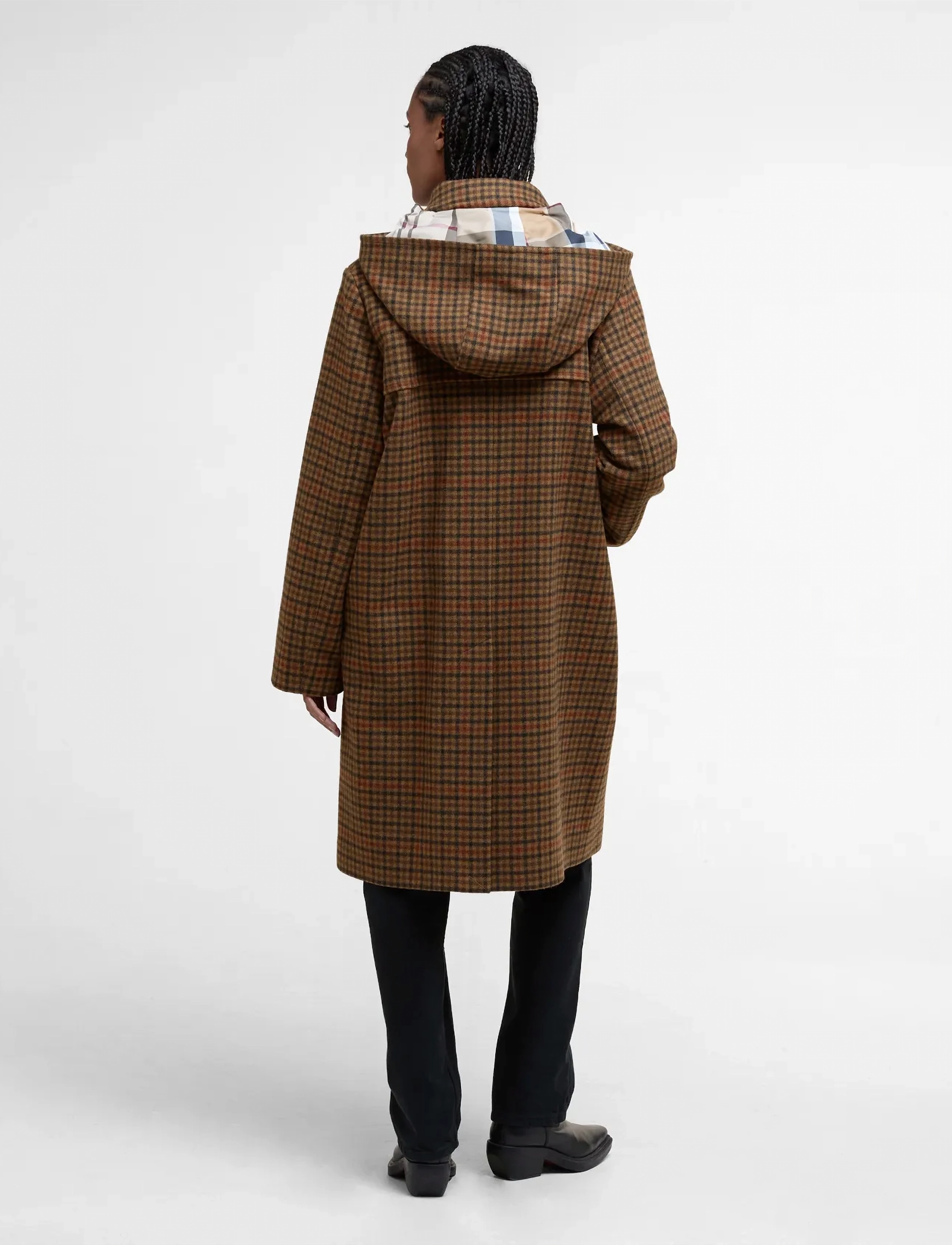 Barbour - Barbour Melody Check Wool Duffle Coat - brown - 2