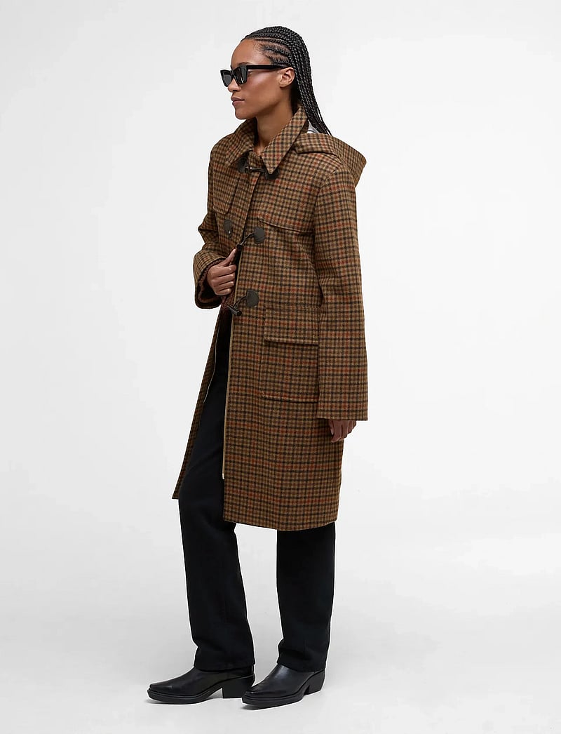 Barbour - Barbour Melody Check Wool Duffle Coat - ullkappor - brown - 3