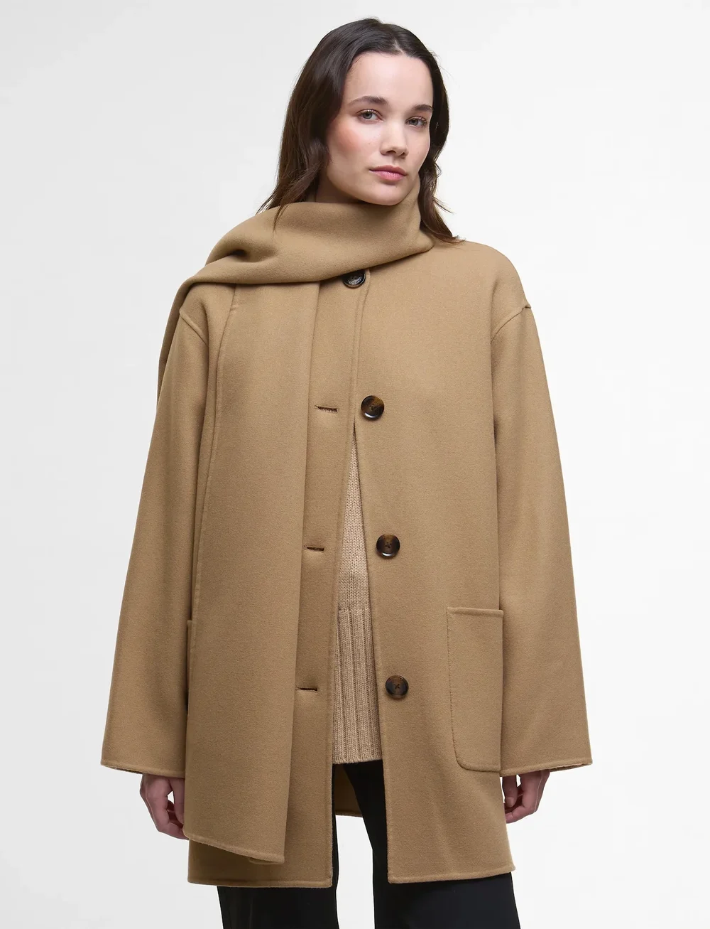 Barbour - Barbour Clementine Wool Scarf Coat - villased jakid - camouflage - 0