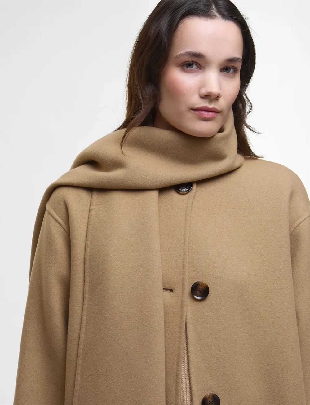 Barbour - Barbour Clementine Wool Scarf Coat - villased jakid - camouflage - 4