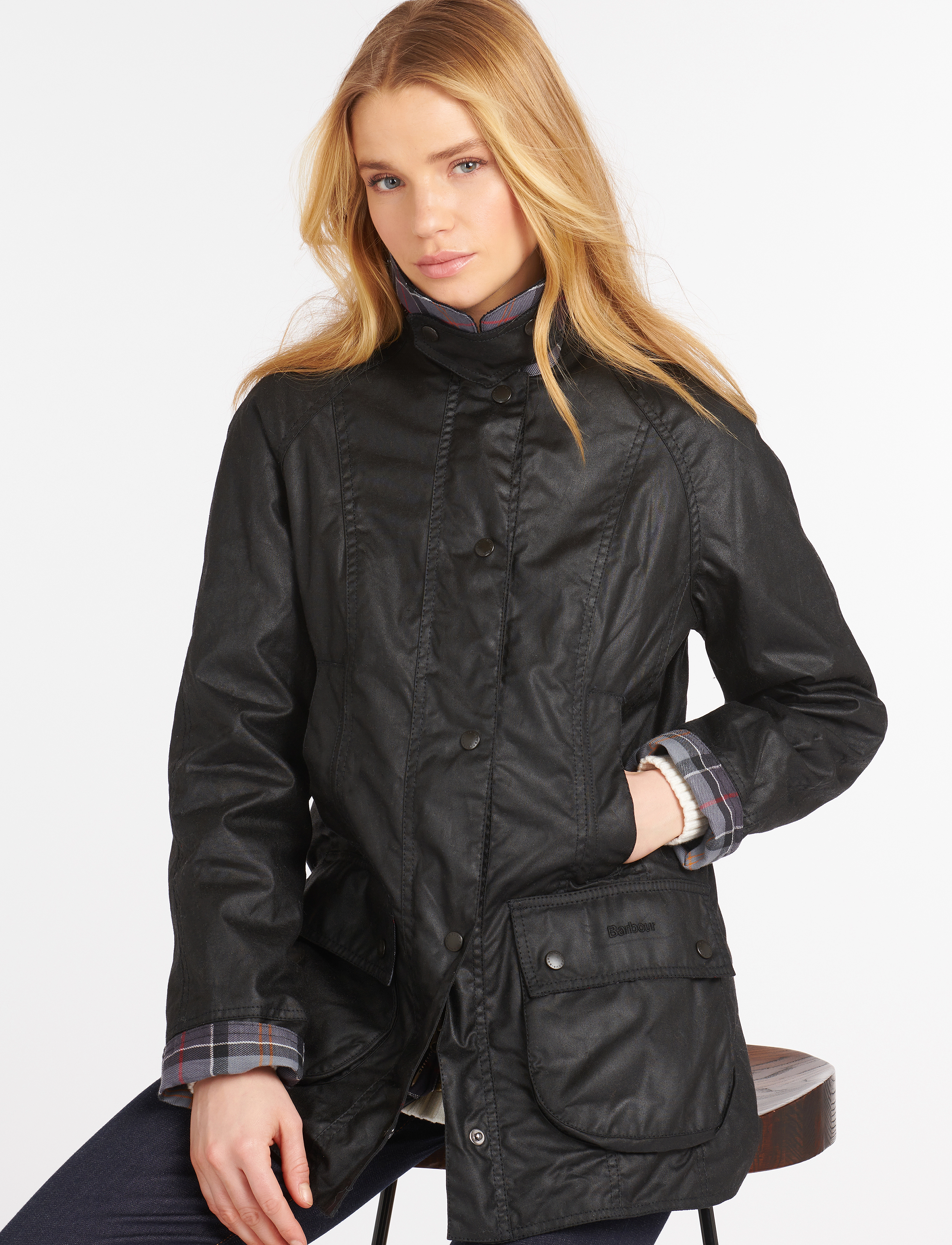 Barbour Beadnell Wax Jacket, Kvinder, Voksjakke, Sort, Str: 46