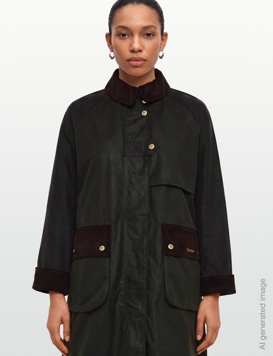 Barbour - Barbour Checked Kirklees Wax Jacket - hagnýtir jakkar - fern/classic/shadow classic - 3