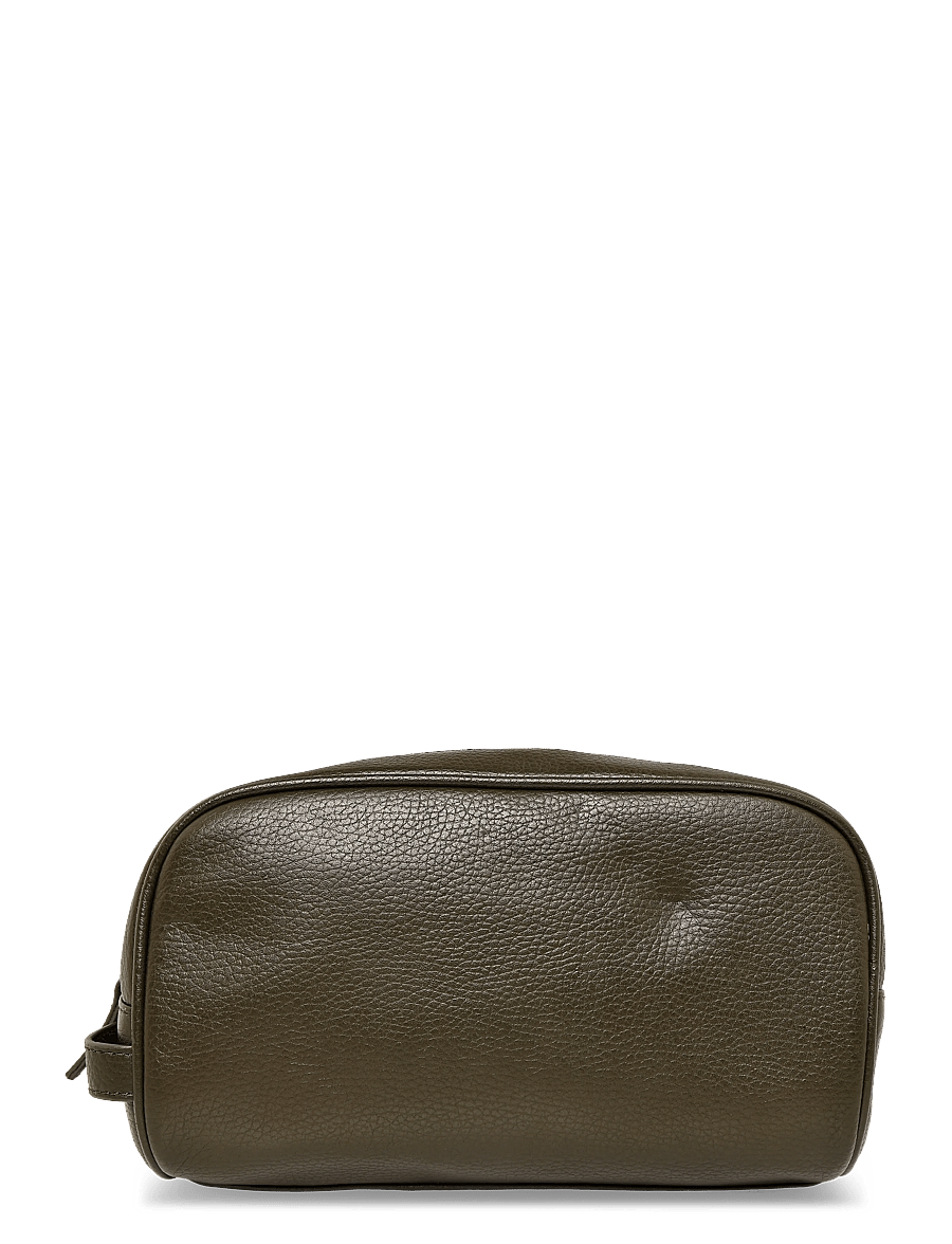 Barbour - Barbour Brunton Leather Washbag - dark olive - 1