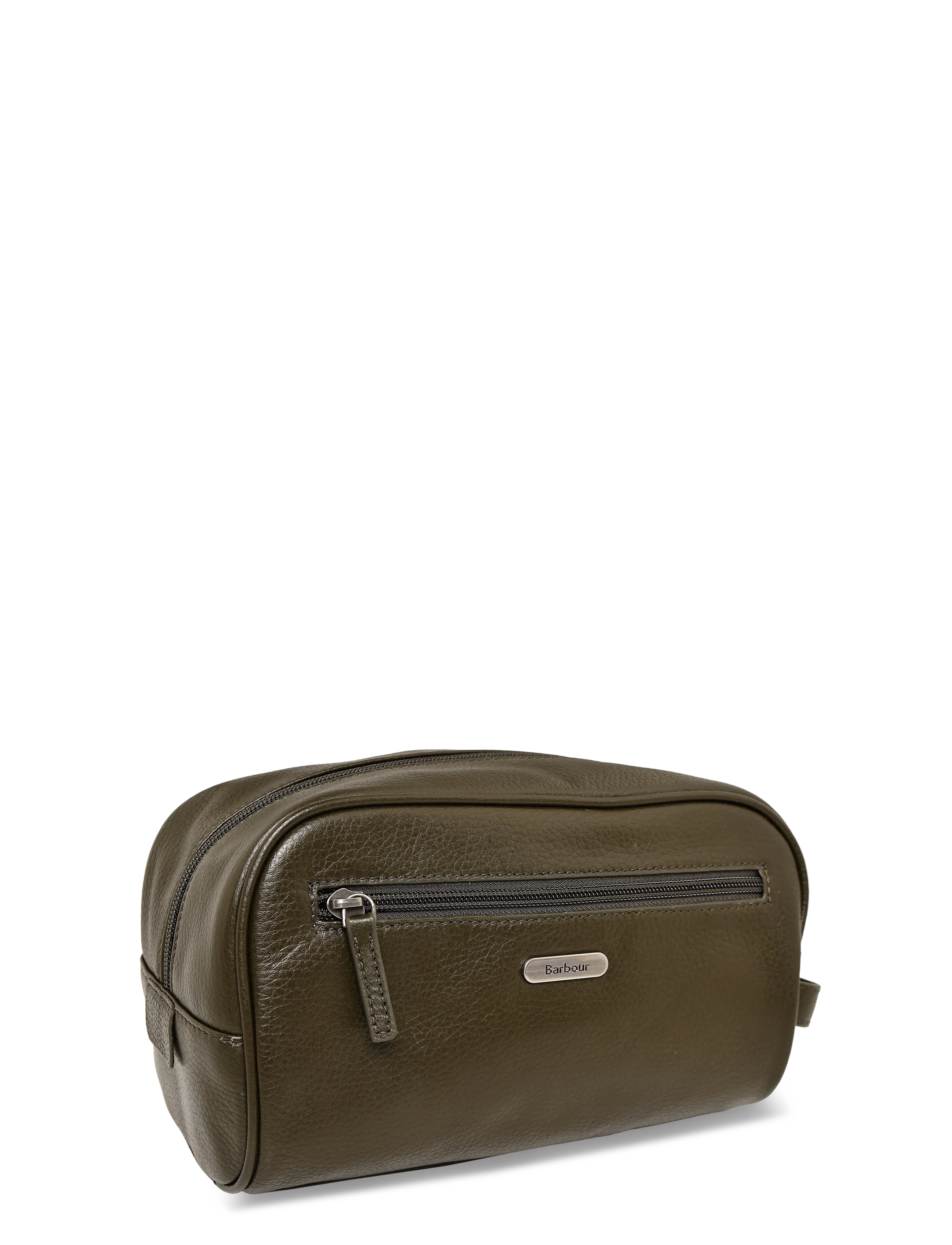 Barbour - Barbour Brunton Leather Washbag - dark olive - 2