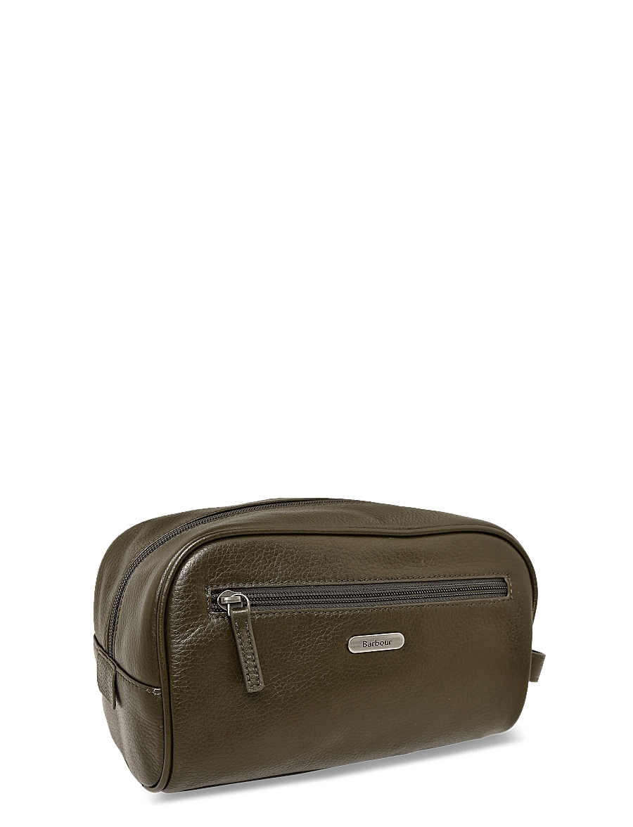 Barbour - Barbour Brunton Leather Washbag - dark olive - 2
