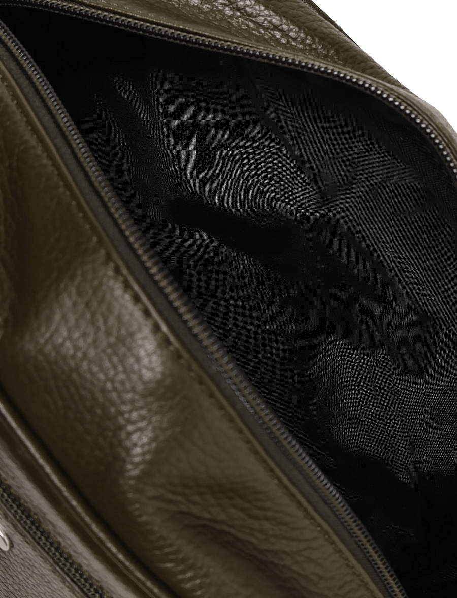 Barbour - Barbour Brunton Leather Washbag - dark olive - 3