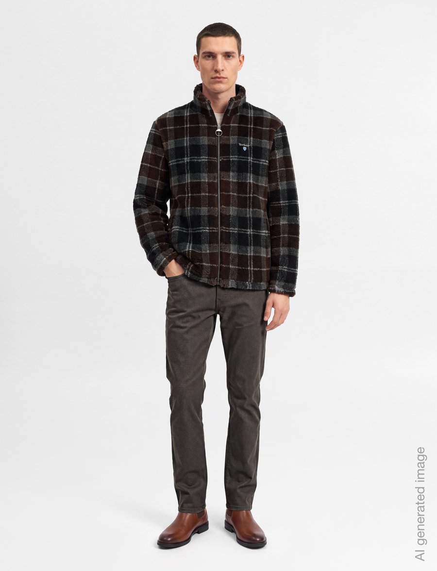 Barbour - Barbour Tartan Fleece Zip Through Sweatshirt - teddy-pusad - midnight oak tartan - 0