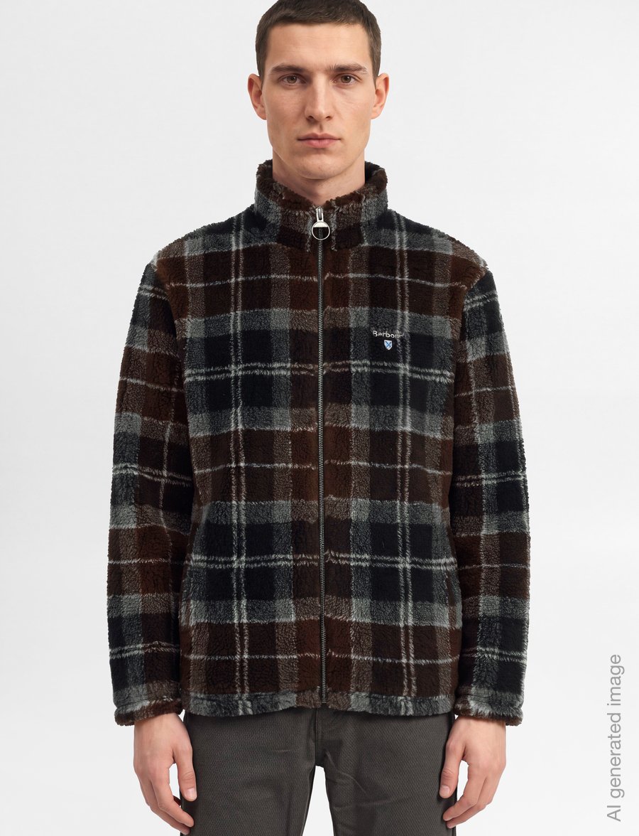 Barbour - Barbour Tartan Fleece Zip Through Sweatshirt - teddy-pusad - midnight oak tartan - 3