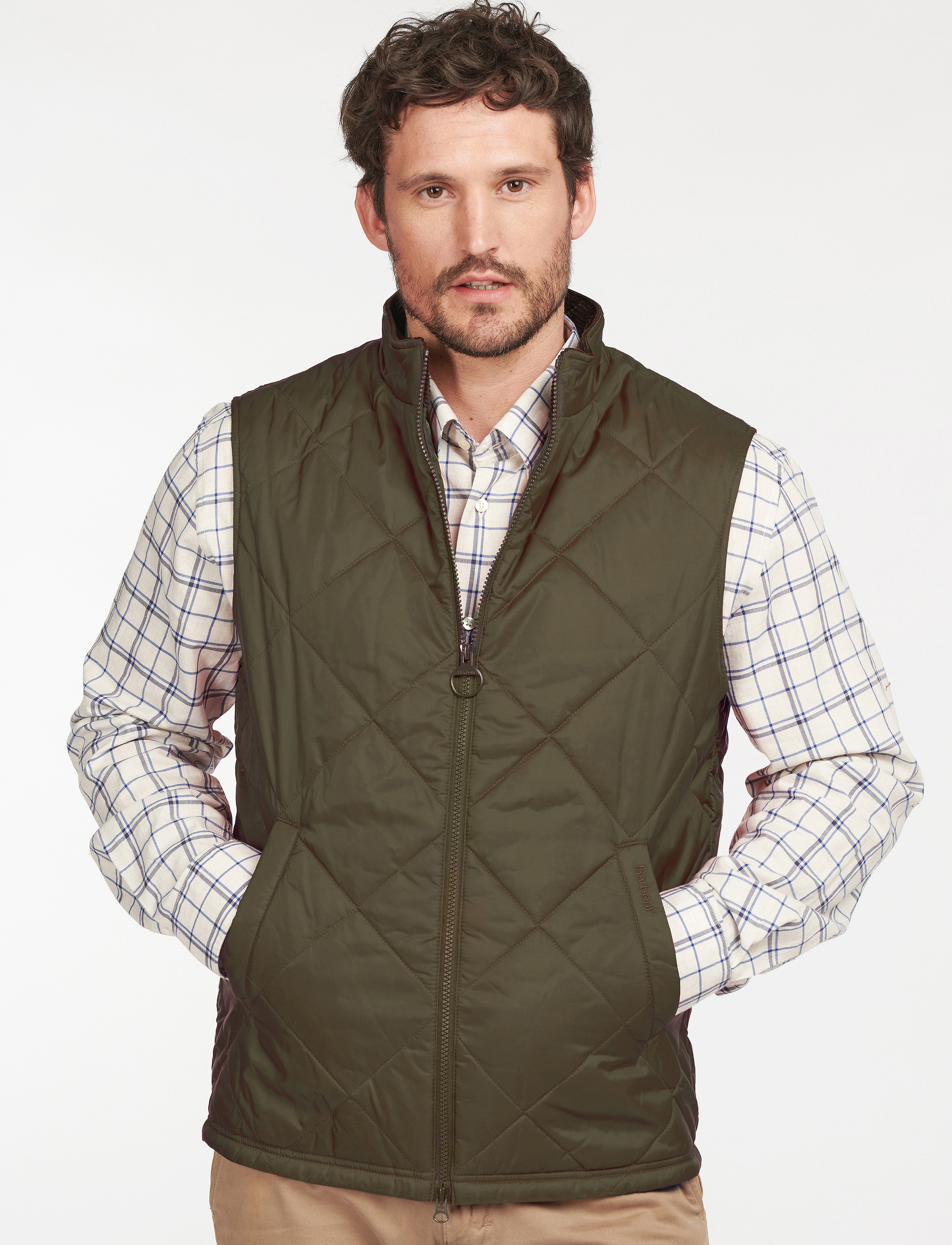 Barbour Barbour Finn Quilted Gilet, M, Khaki green, Overtøj > Veste, Herre