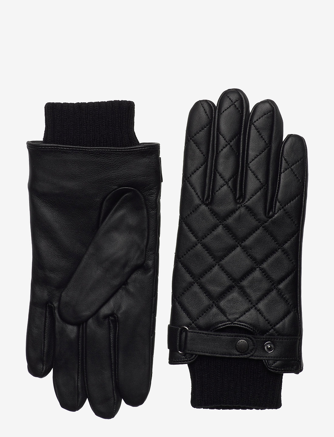 Barbour quilted leather gloves black sales