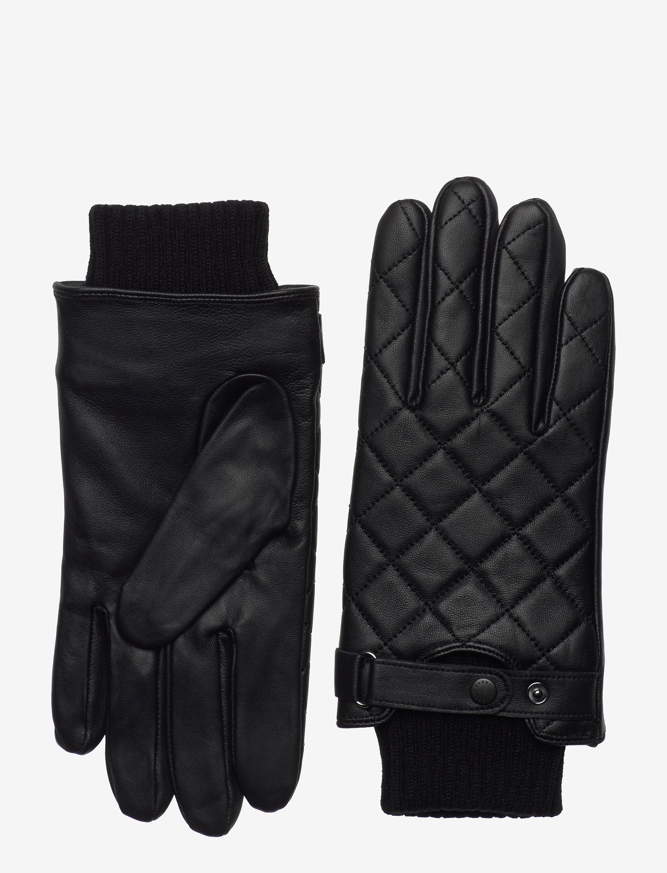Barbour Barbour Quilt Leather Glove, M, Black, Handsker > Fingerhandsker, Herre