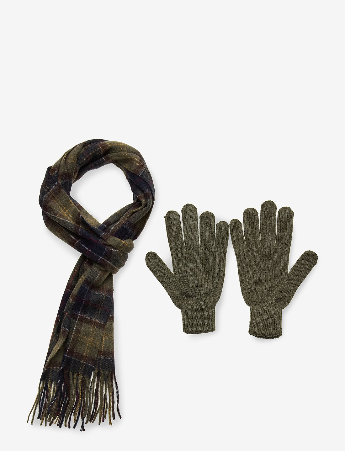Barbour - Barbour Tartan Scarf And Glove Gift Set - halsdukar - classic/olive - 0
