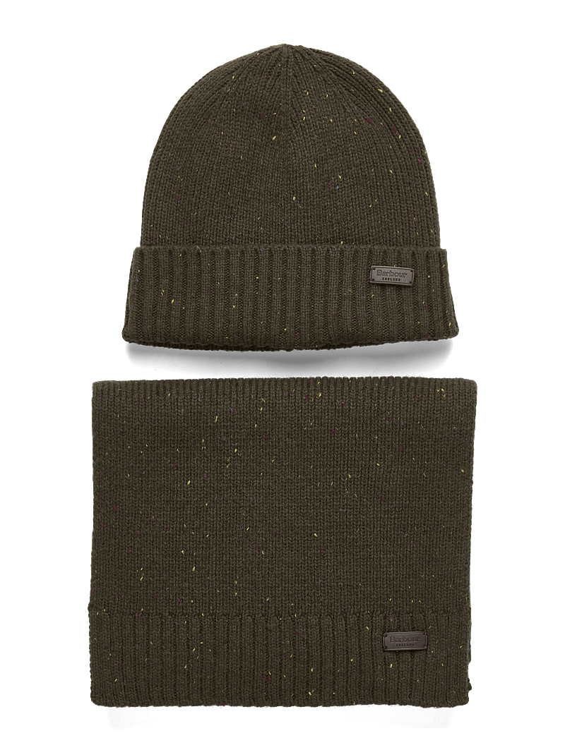 Barbour - Barbour Car f Beanie/scarf Gift Set - halsdukar - olive - 0