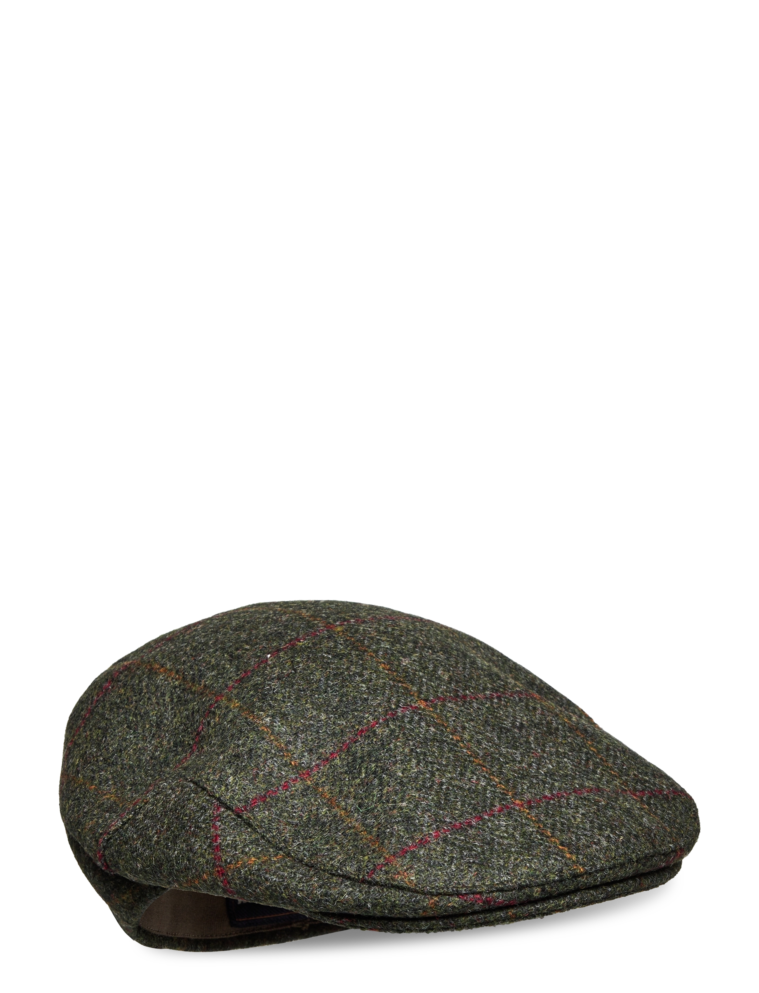 Barbour Barbour Crieff Flat Cap - Luer & Caps - OLIVE/RED OVERCHECK / green