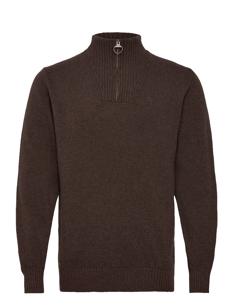 Barbour - Barbour Essential L/Wool Half Zip Knitted Jumper - half zip-tröjor - brown - 0