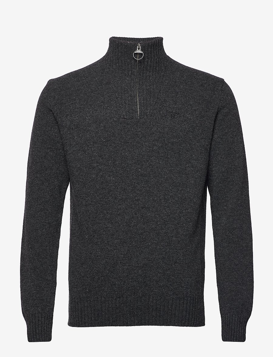Barbour - Barbour Essential L/Wool Half Zip Knitted Jumper - half zip-tröjor - charcoal - 1