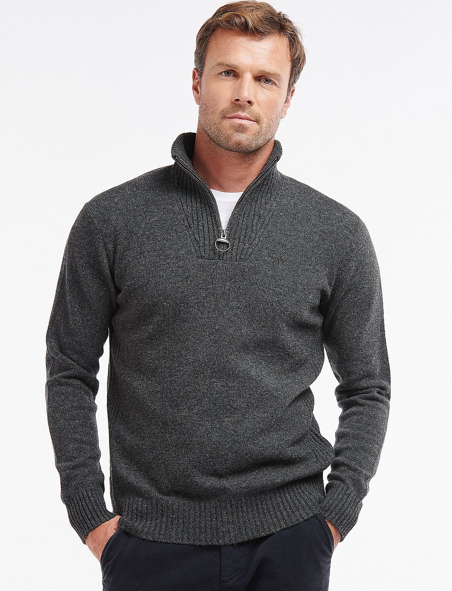 Barbour - Barbour Essential L/Wool Half Zip Knitted Jumper - half zip-tröjor - charcoal - 0