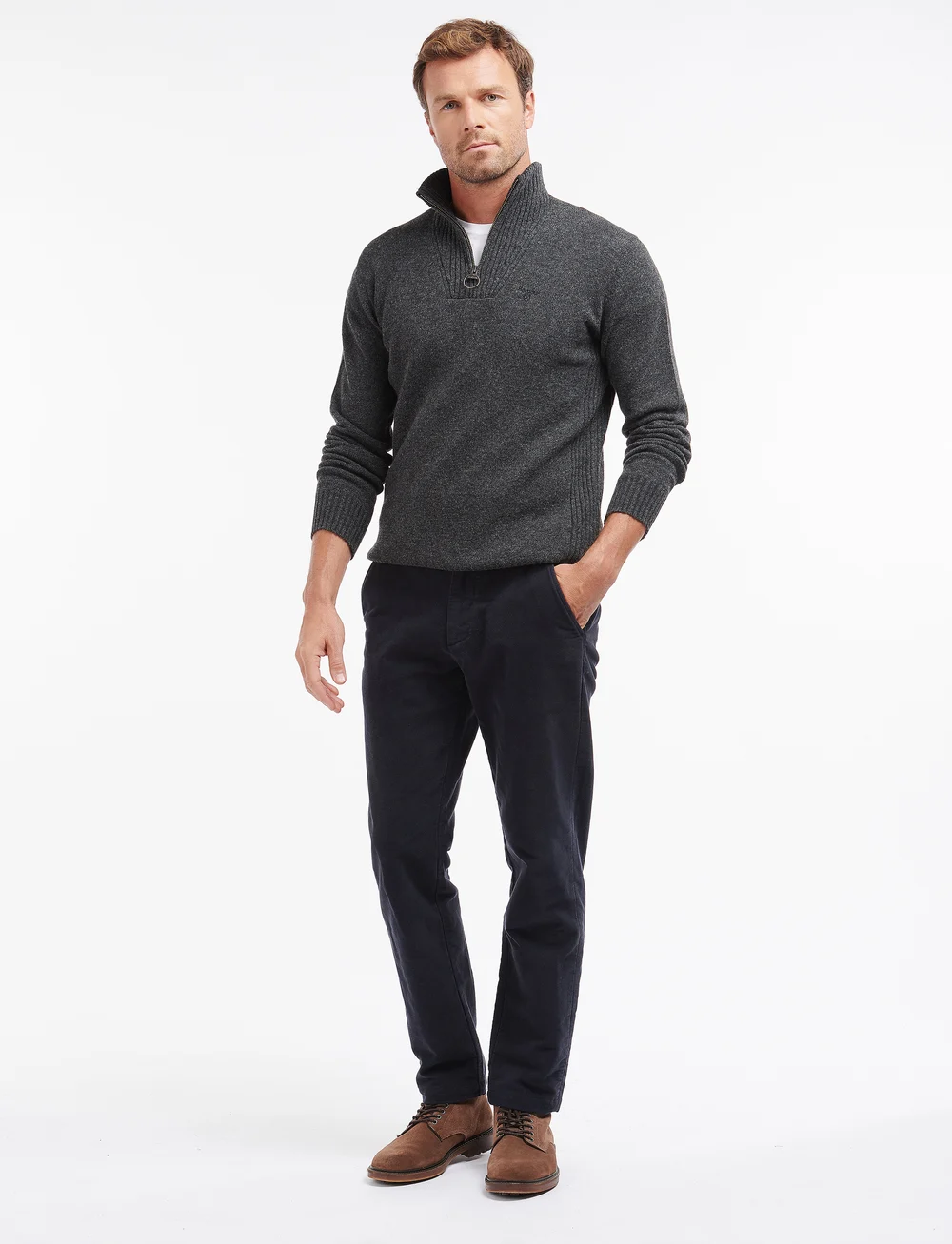 Barbour - Barbour Essential Lambswool Half Zip Knit - half zip-trøjer - charcoal - 4