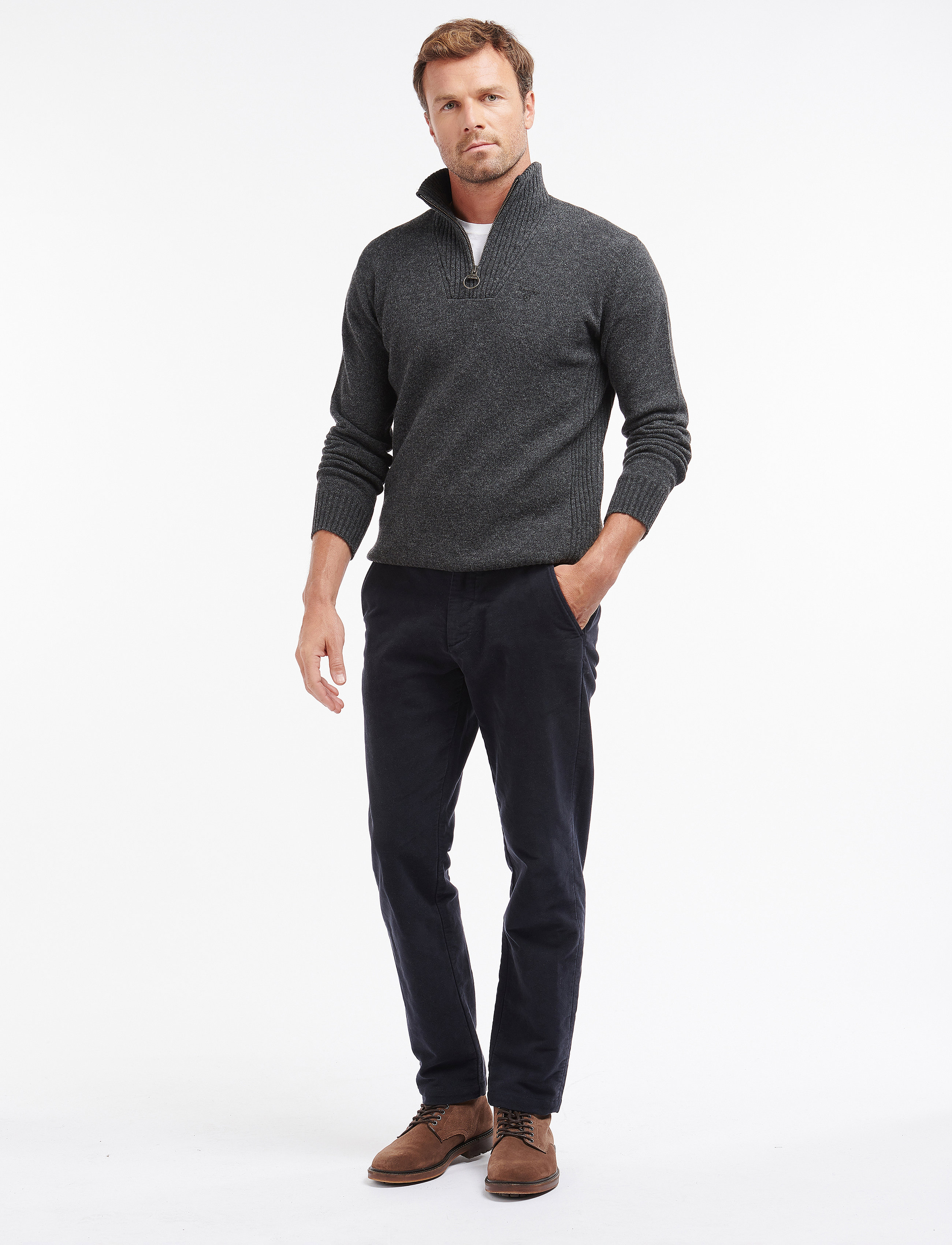 Barbour - Barbour Essential Lambswool Half Zip - half zip jumpers - charcoal - 4
