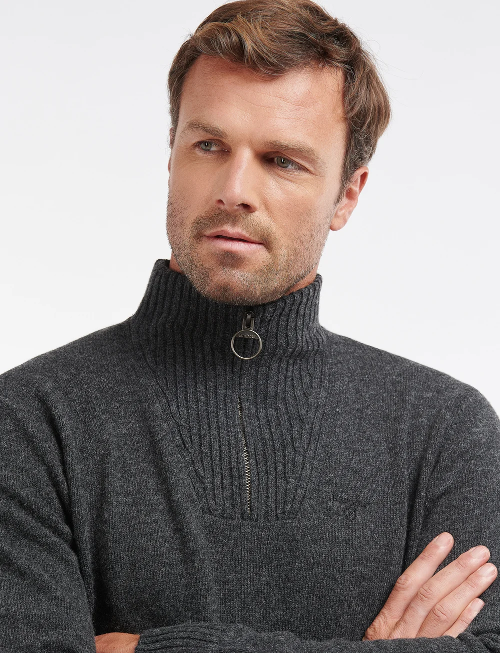 Barbour - Barbour Essential Lambswool Half Zip Knit - half zip-trøjer - charcoal - 5