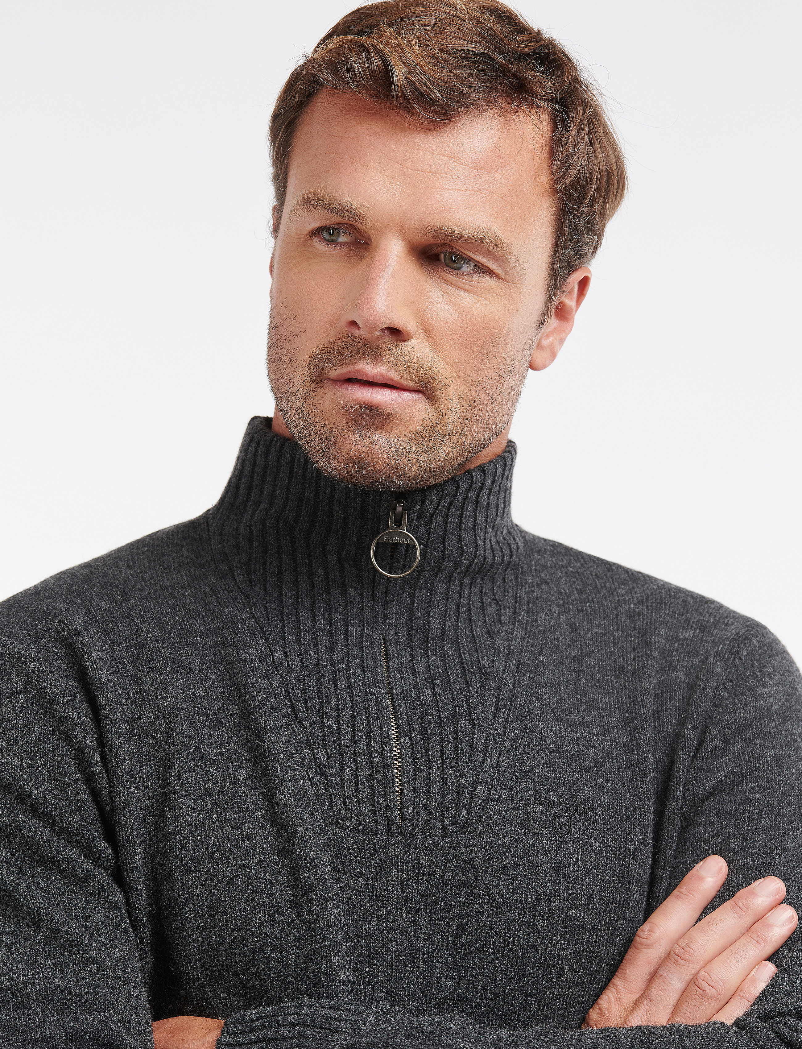 Barbour - Barbour Essential Lambswool Half Zip - half zip jumpers - charcoal - 5