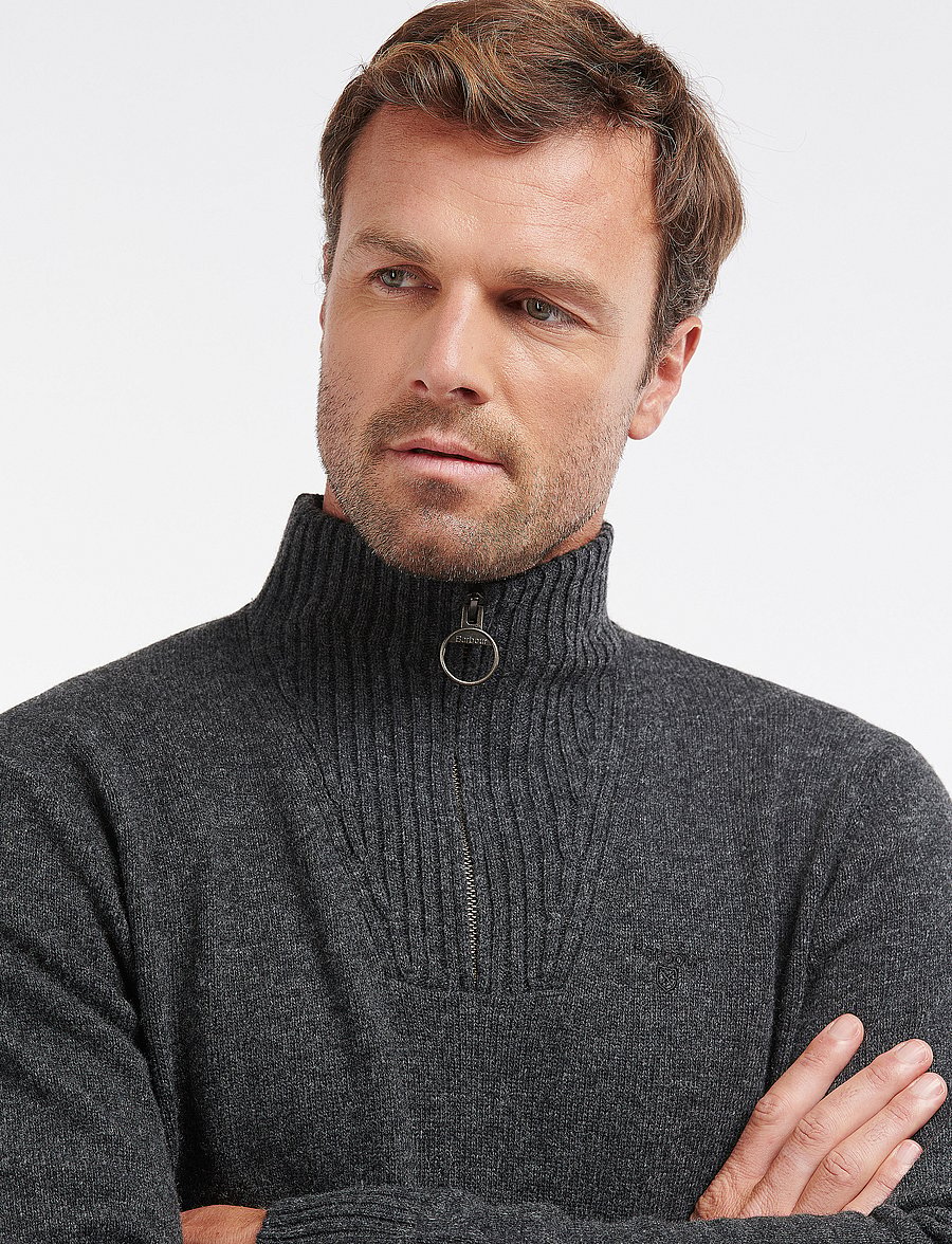 Barbour - Barbour Essential L/Wool Half Zip Knitted Jumper - half zip-tröjor - charcoal - 5
