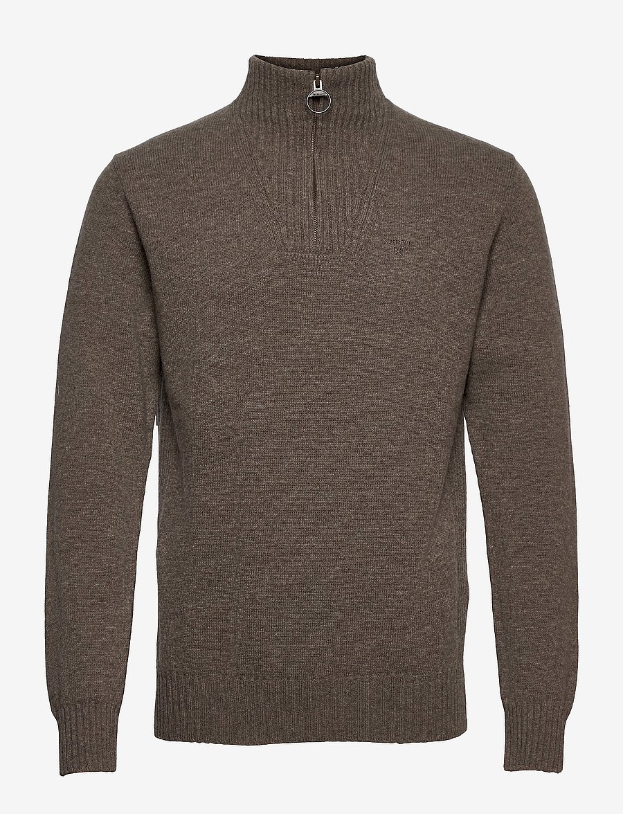 Barbour - Barbour Essential L/Wool Half Zip Knitted Jumper - half zip jumpers - dk stone - 0