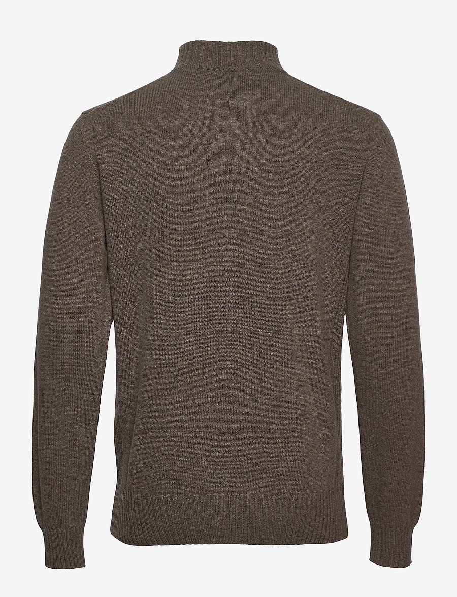 Barbour - Barbour Essential L/Wool Half Zip Knitted Jumper - half zip jumpers - dk stone - 1