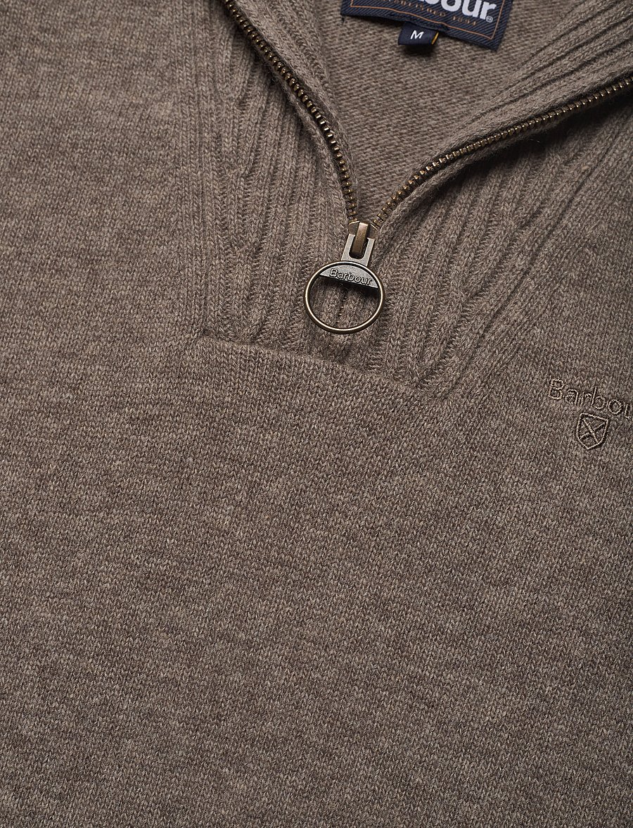 Barbour - Barbour Essential L/Wool Half Zip Knitted Jumper - half zip jumpers - dk stone - 2